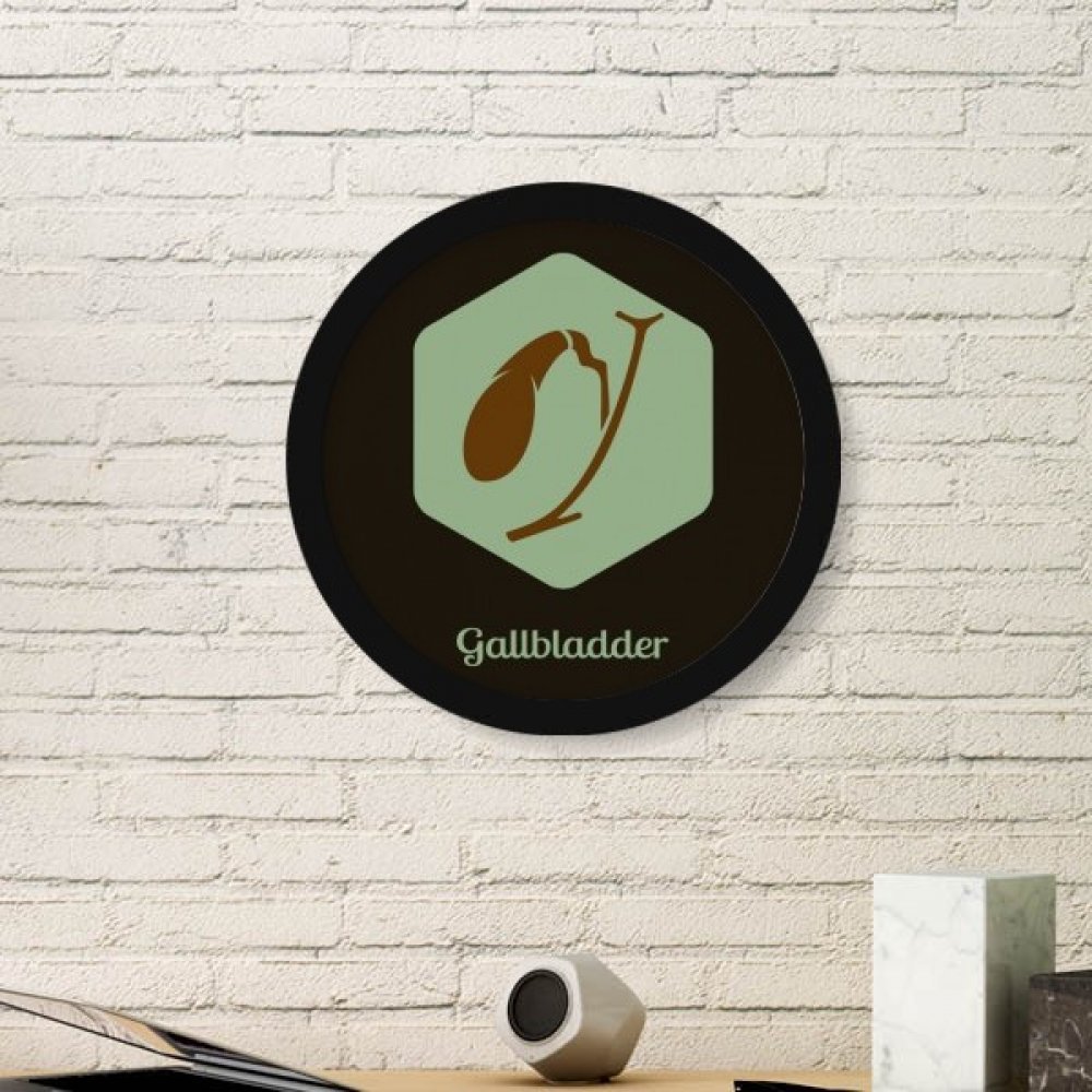 Peinture Gallbladder ronde de qualité supérieure avec cadre noir DIYthinker