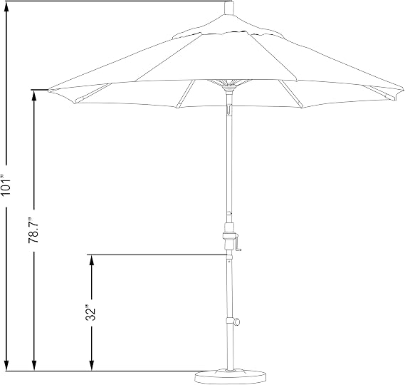 California Umbrella 9' Round Aluminum Patio Umbrella, Crank Lift, Collar Tilt, White Pole, Antique Beige