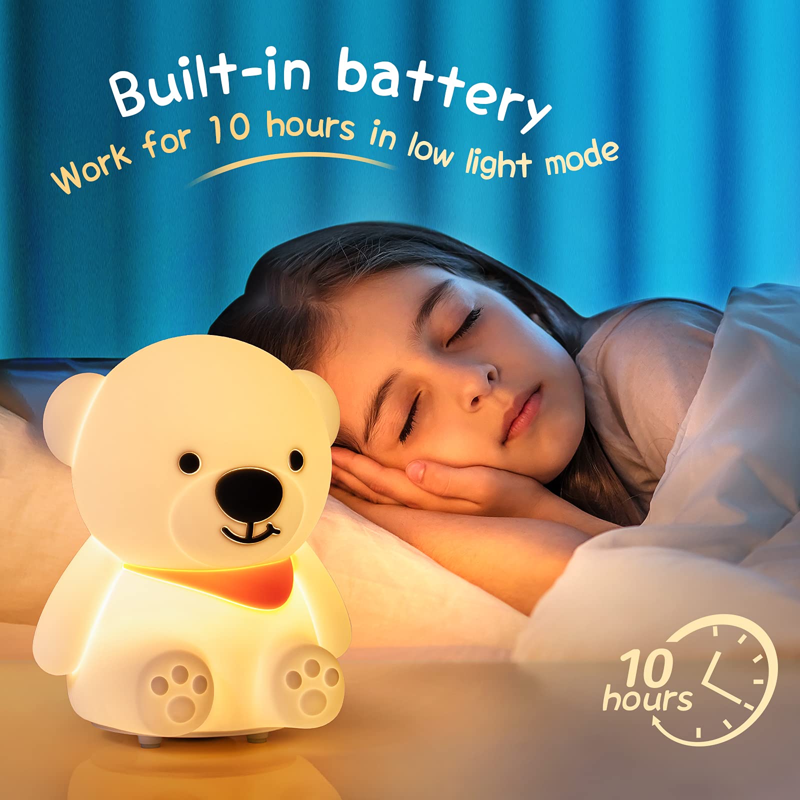 One Fire Bear Night Light for Kids, 16 Color Changing Baby Night Light,  Silicone Cute Night Light Lamp, LED Rechargeable Kids Night Light Nursery  Cute ...