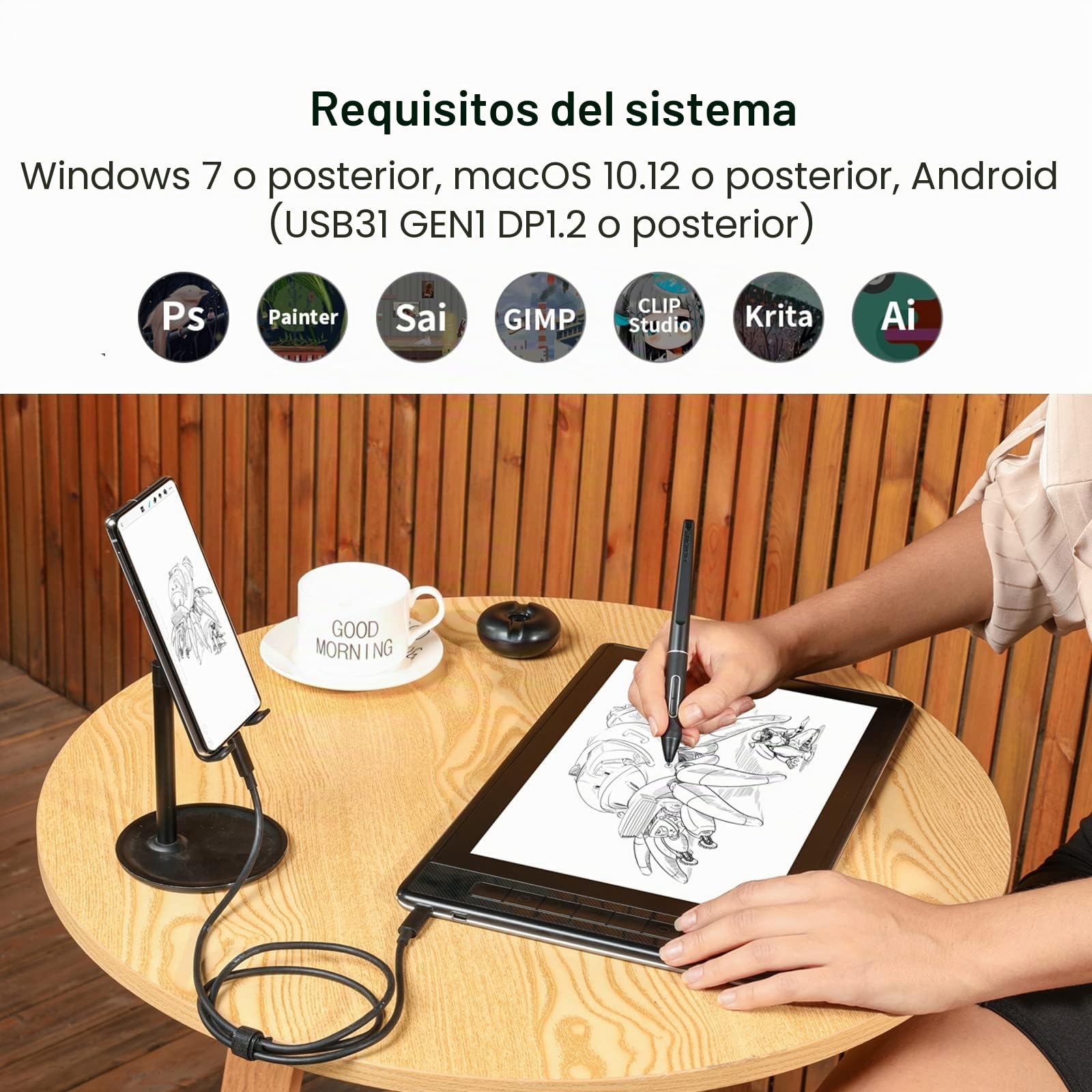 HUION Kamvas Pro 13 2.5K QHD Monitor de gráficos de dibujo con visualización QLED Full Lamination Stylus PW517 sin batería para Windows PC, Mac, Android, tablet de dibujo digital de 13.3 pulgadas | QLED Full Lamination, 99% Adobe RGB, PW517 Lápiz capaciti