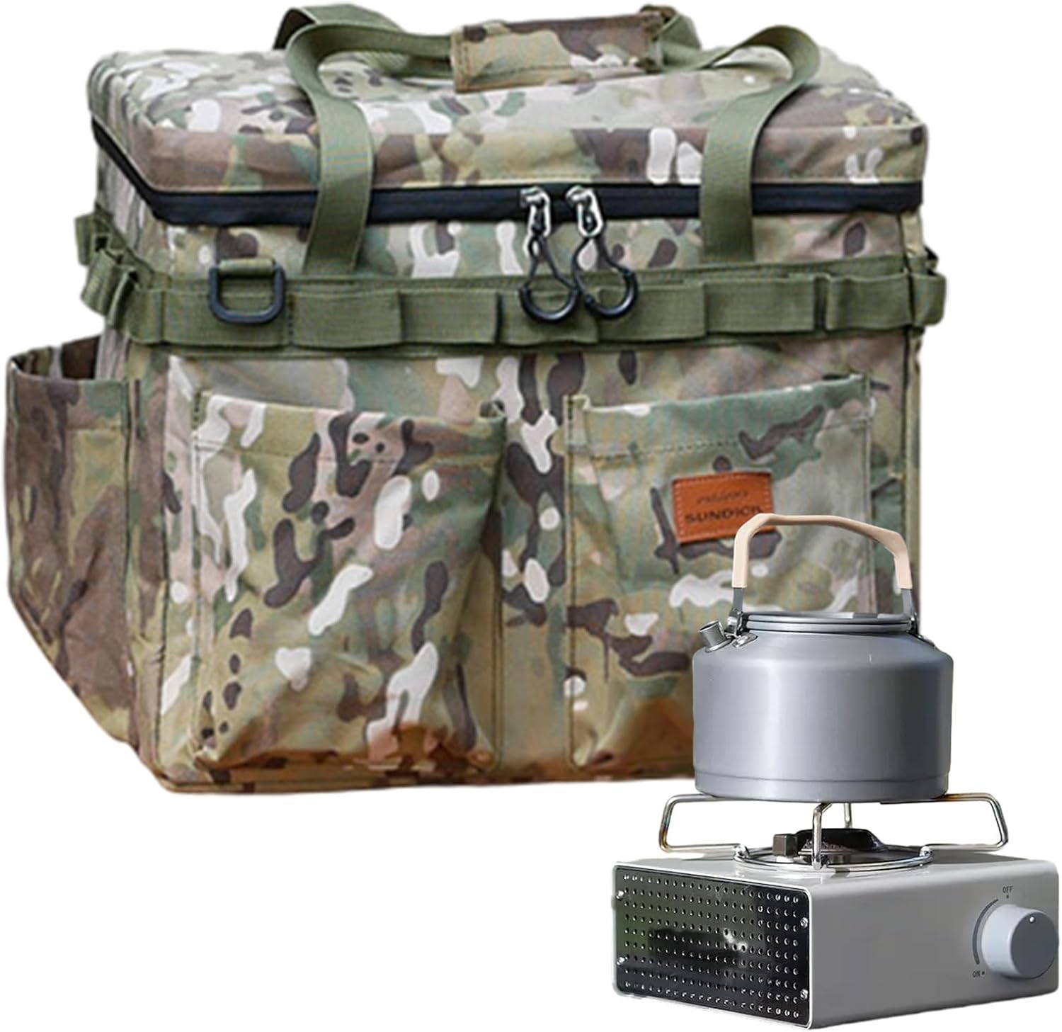 Camping Storage Bag | Large Capacity Waterproof Outdoor Organizer | Outdoor Storage Bag with Hooks | for Hiking Backpacking Fishing Travel Adventure Tool Equipment