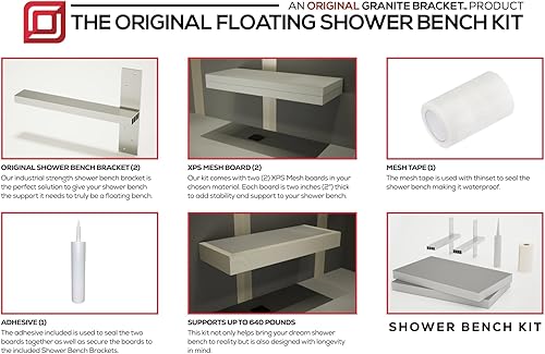 Miniatura 6 de Kit de banco de ducha flotante con tabla de espuma impermeable naranja y soporte de banco de ducha original® (10.25 x 46), ideal para nuevas