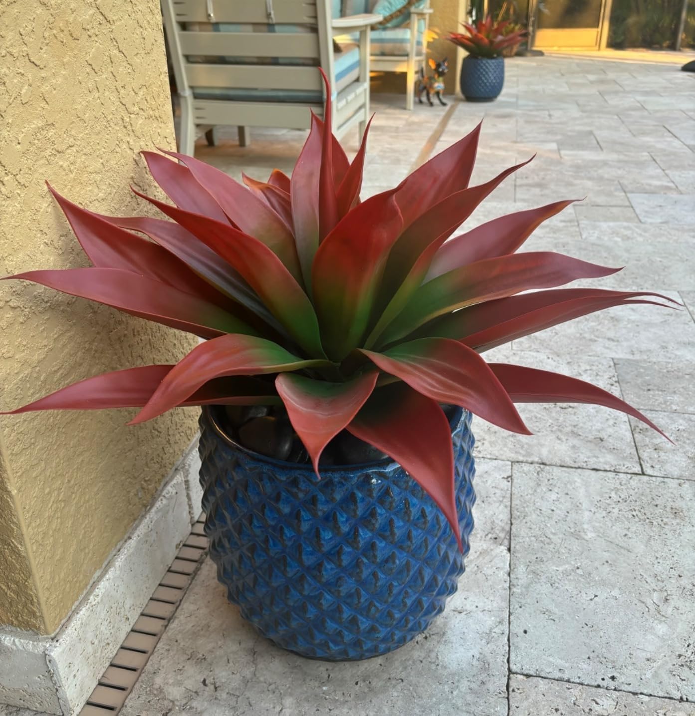 Size 22 Large Artificial Red Green Agave, Summer Realistic Agave Plants for Home Indoor and Outdoor Decor(Green)