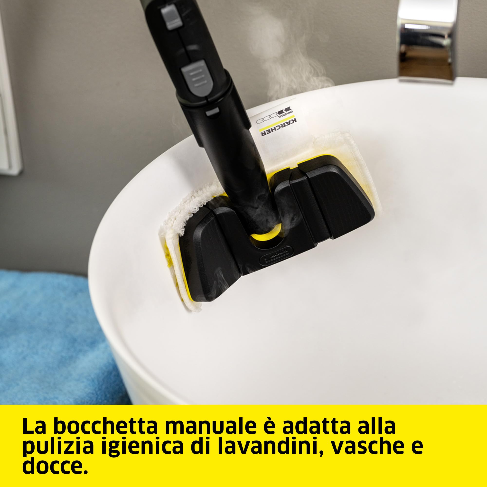 Kärcher set bocchetta manuale flessibile con panno in microfibra abbinato per una pulizia efficace di superfici dritte e curve, accessorio originale per i pulitori a vapore Kärcher
