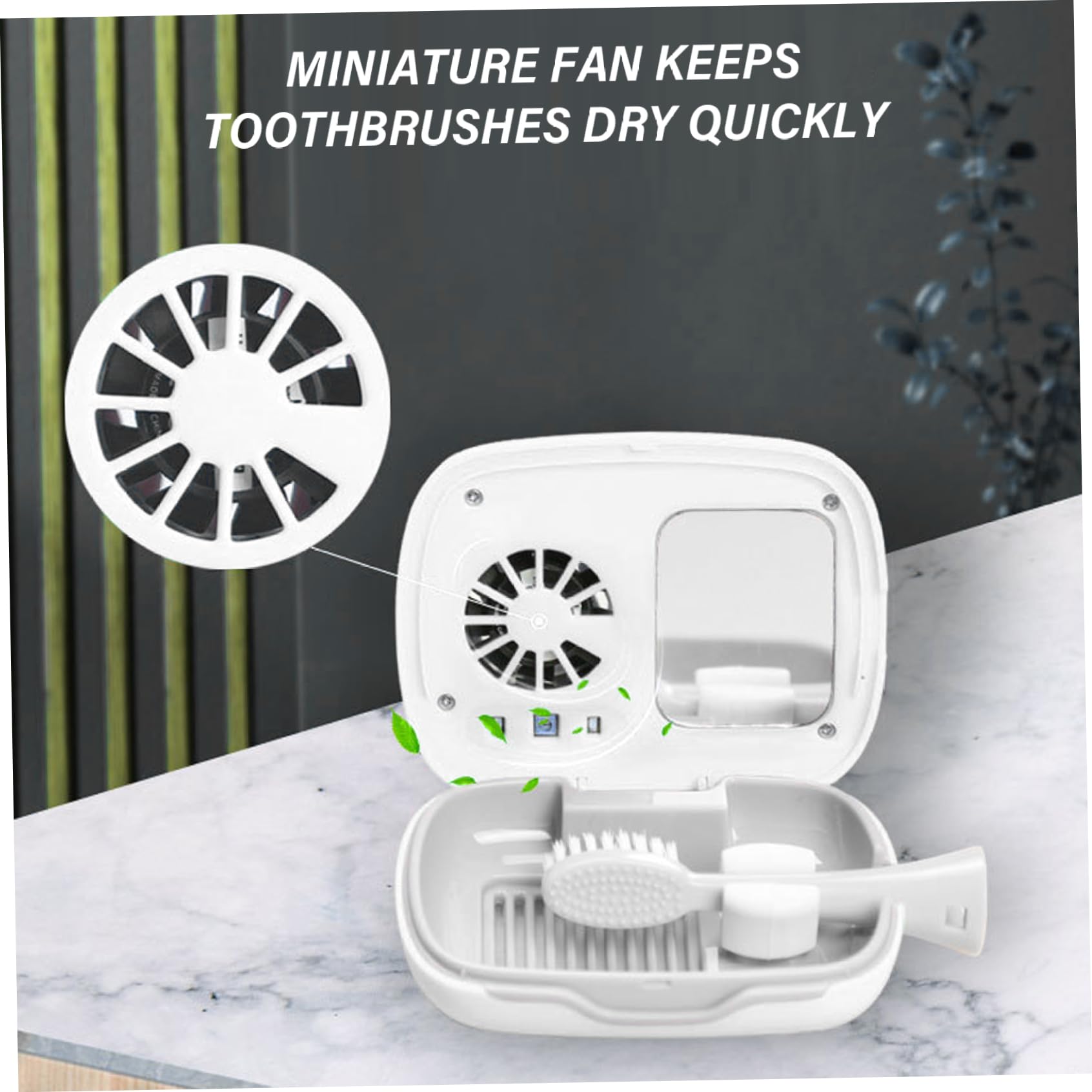Desinfectante para cepillos de Dientes Secado Seguro Soporte para desinfectante para cepillos de Dientes UV automático Carga rápida Portátil y Soporte para Estilo eléctrico y Ordinario 2..