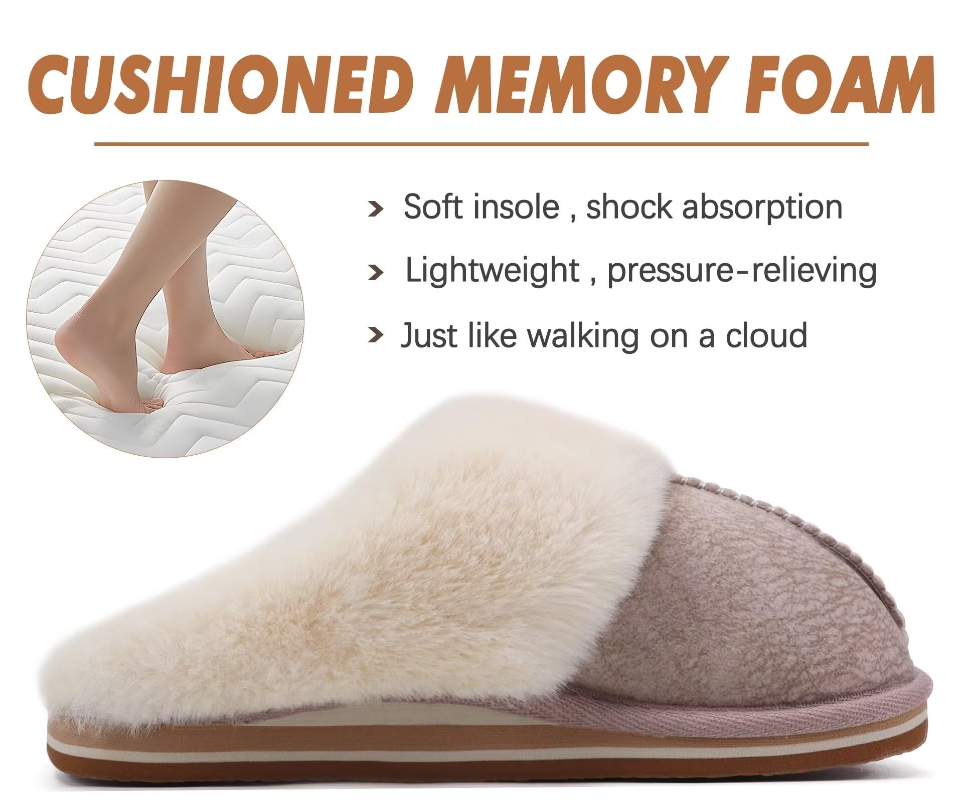 KuaiLu Pantofole Donna Invernali Pelose Pelle Chiuse Ciabatte Casa Calde Peluche Pelo Foderata Babbucce Comode Memory Foam Slippers Antiscivolo Suola Scarpe Nero 36