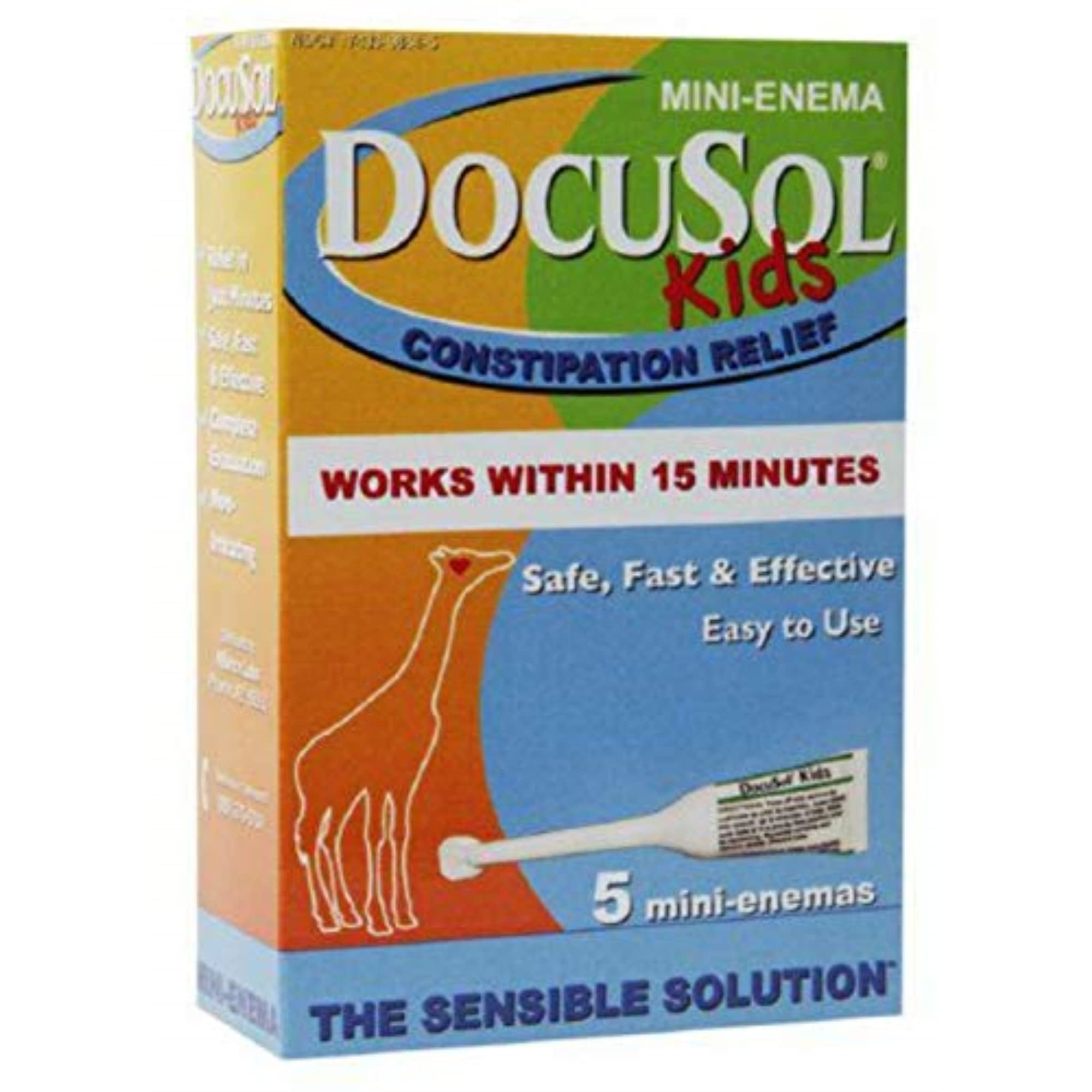 DocuSolKid's Constipation Relief, Mini Enema (5 ea) Pack of 3