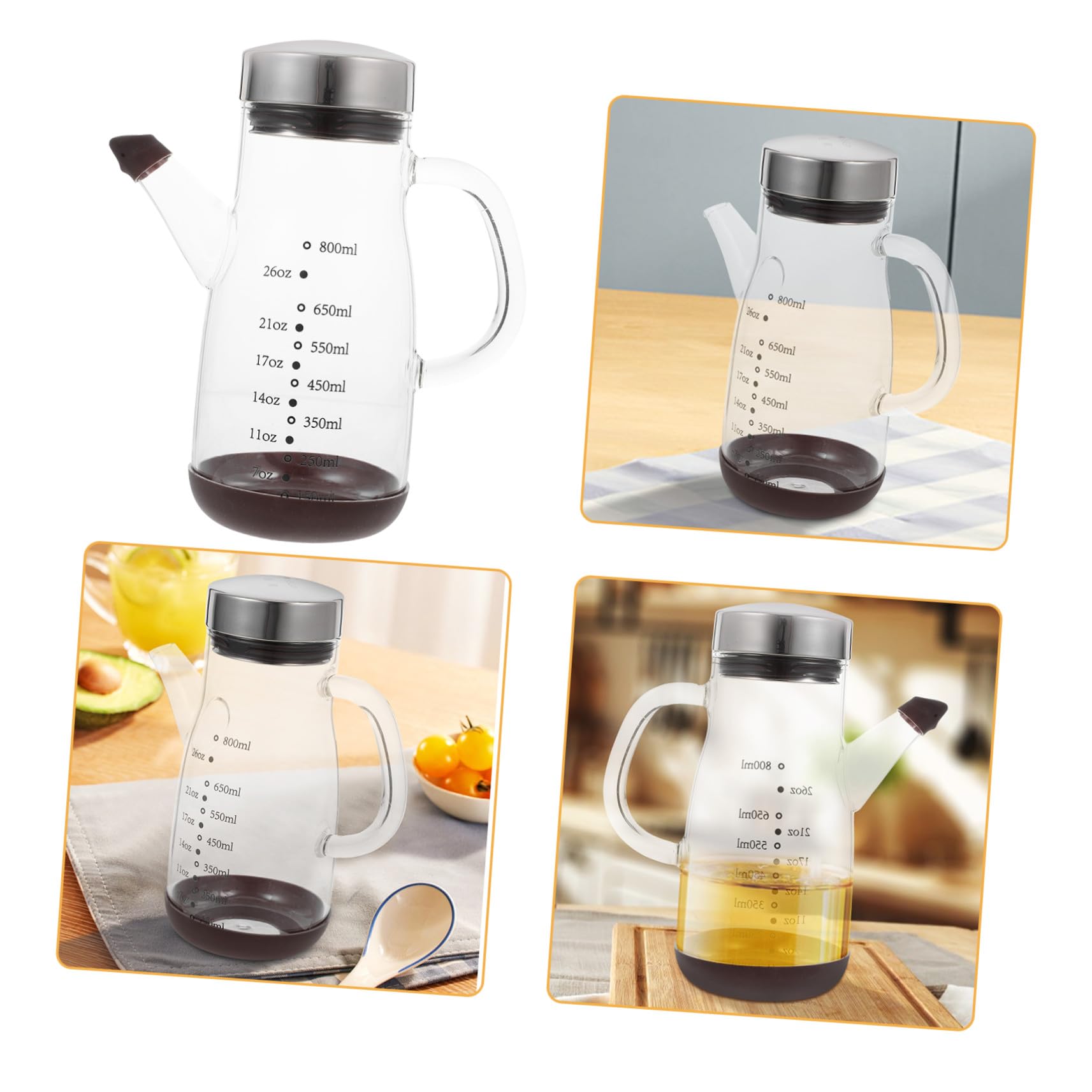 Alipis Aceitera de Vidrio Transparente Gran Capacidad Botella Dispensadora de Aceite para Cocina para Almacenar Aceite Vinagre o Otras Salsas la Mesa Cocina
