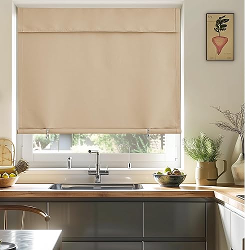 Vista 51 de NICETOWN Cortinas opacas cortas negras para puerta francesa, puerta lateral, cortinas portátiles ajustables con aislamiento térmico para cocina Negro