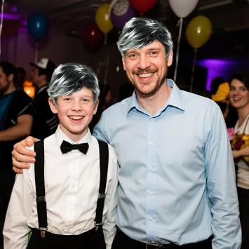 Grandpa Wigs, Fancy Dress old man wig, short Mens Layered Natural Fluffy Synthetic Full Hair Wig Halloween Costume Cosplay Party Hair for Male Daily Use, Halloween Carnival Party Stage Performances