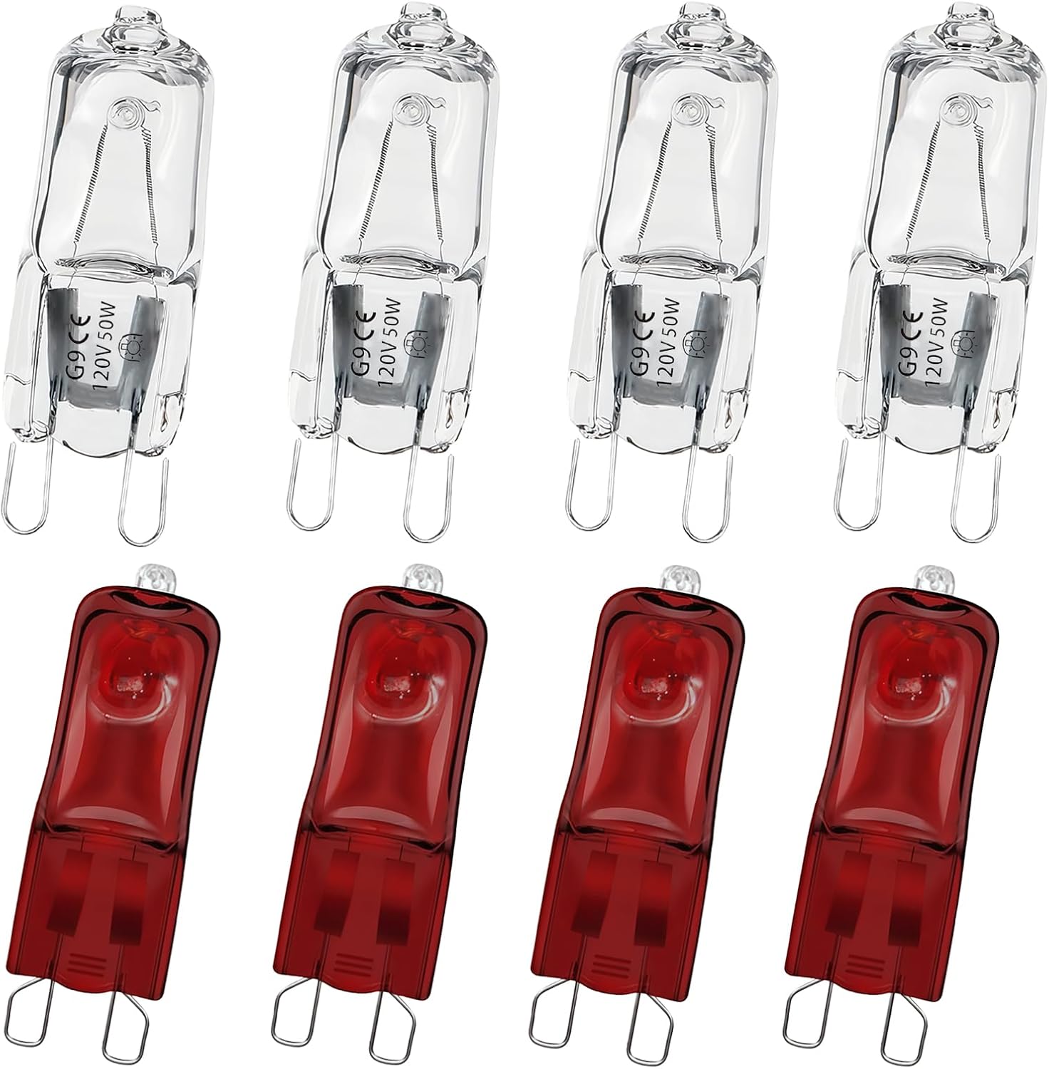 8 Pcs G9 Halogen Bulb 50W, Reptile Heat Lamp for Bearded Dragon/Gecko