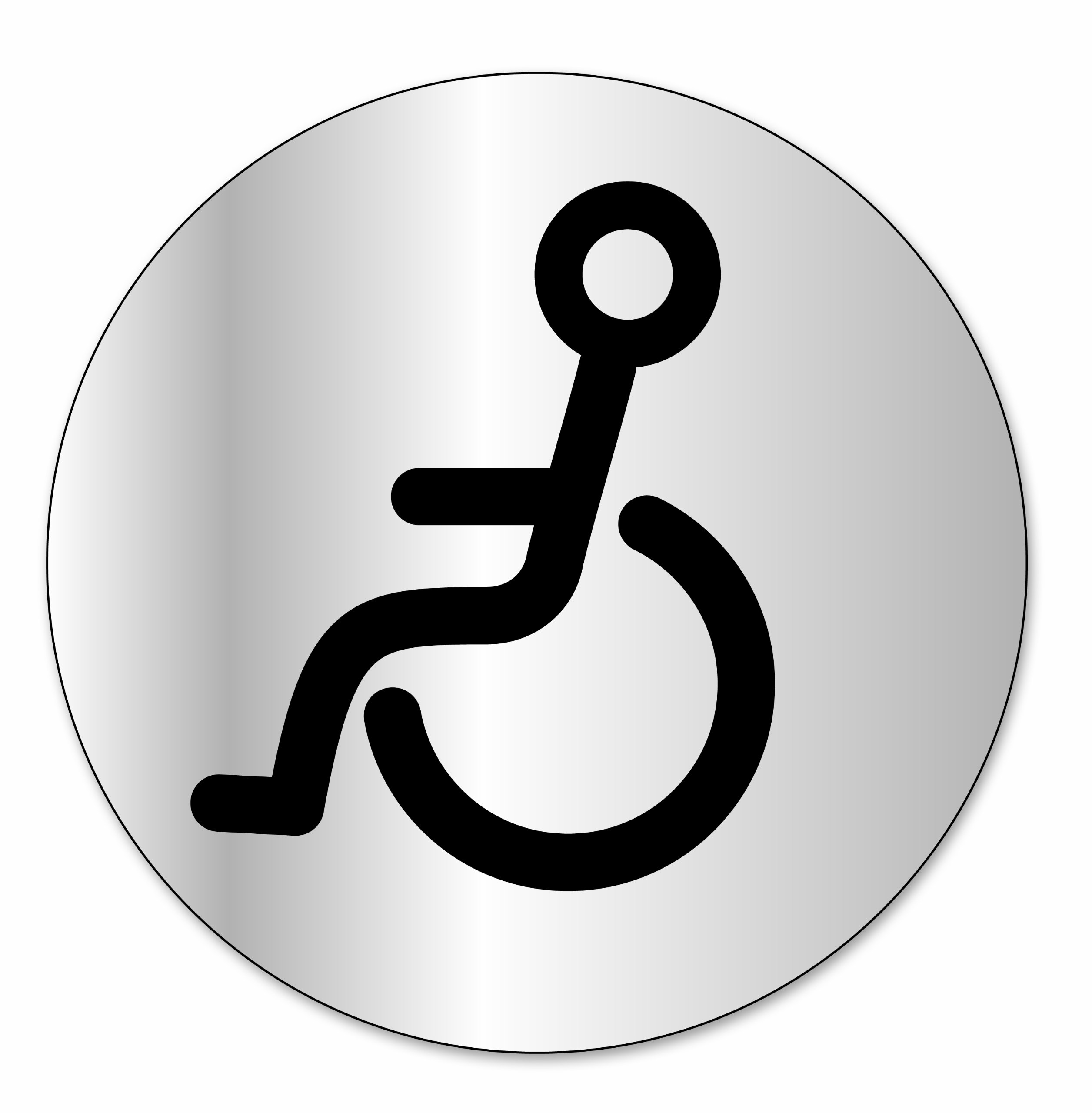 Symbolschild "Behinderten-WC" Selbstklebend – Aluminium, Durchmesser 80 Mm