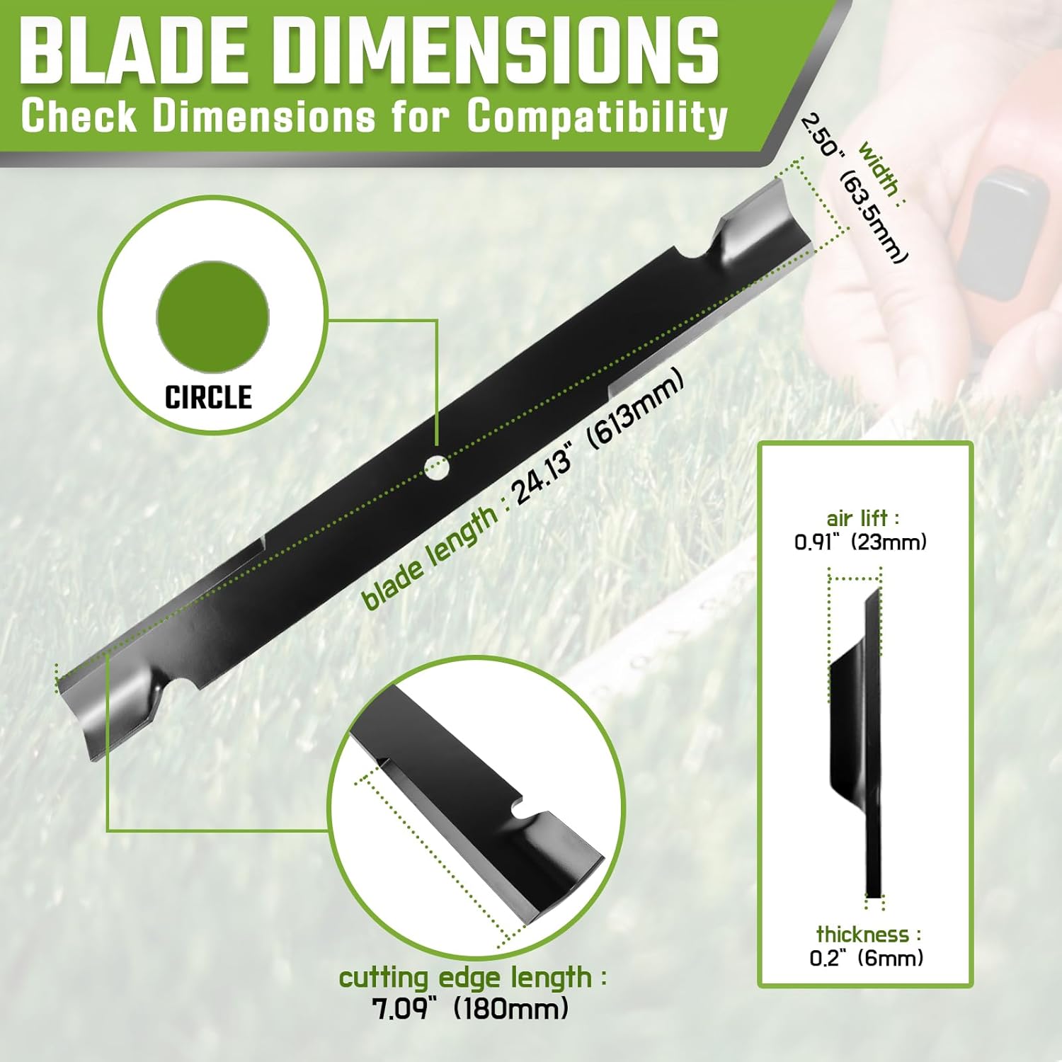 3-Pack High Lift Mower Blades Replacement for Bad Boy 038-7230-00 038-7202-00 Outlaw XP Rebel Rogue Diesel, Fits 72-Inch Deck Zero Turn Mowers, with 3 Bolts and 3 Washers