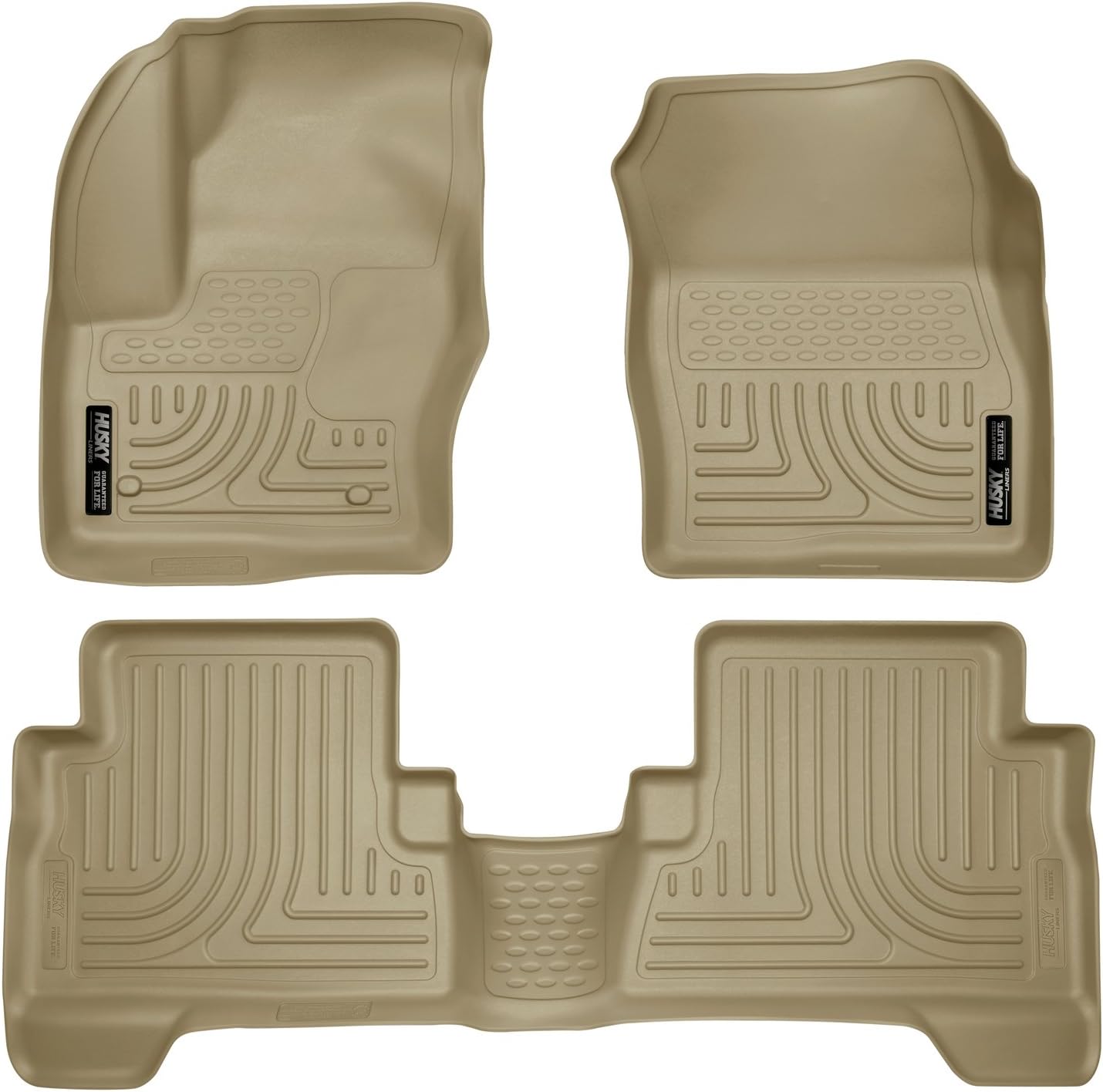 Husky Liners Weatherbeater Floor Mats | Fits 2013-2019 Ford Escape; 2013-2018 Ford C-Max | Front & 2nd Row, 3-pc Tan - 99743