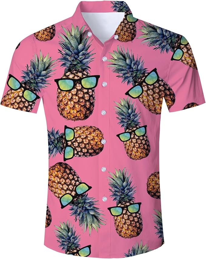 RAISEVERN Mens Hawaiian Shirt Casual Short Sleeve