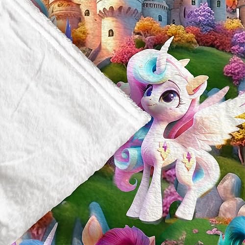 Miniatura 4 de Manta de forro polar de unicornio, 330 GSM, 60 x 80 pulgadas, suave, cálida y acogedora manta de franela para regalos de niñas y niños (peonía, 40 x