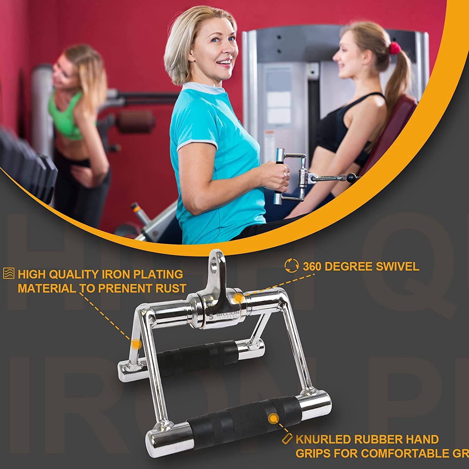 Premere Il Cavo per Tricipiti, Accessori per Il Peso, Impugnatura a con Rotazione, Tricipiti, Set Fitness, in Acciaio Massiccio