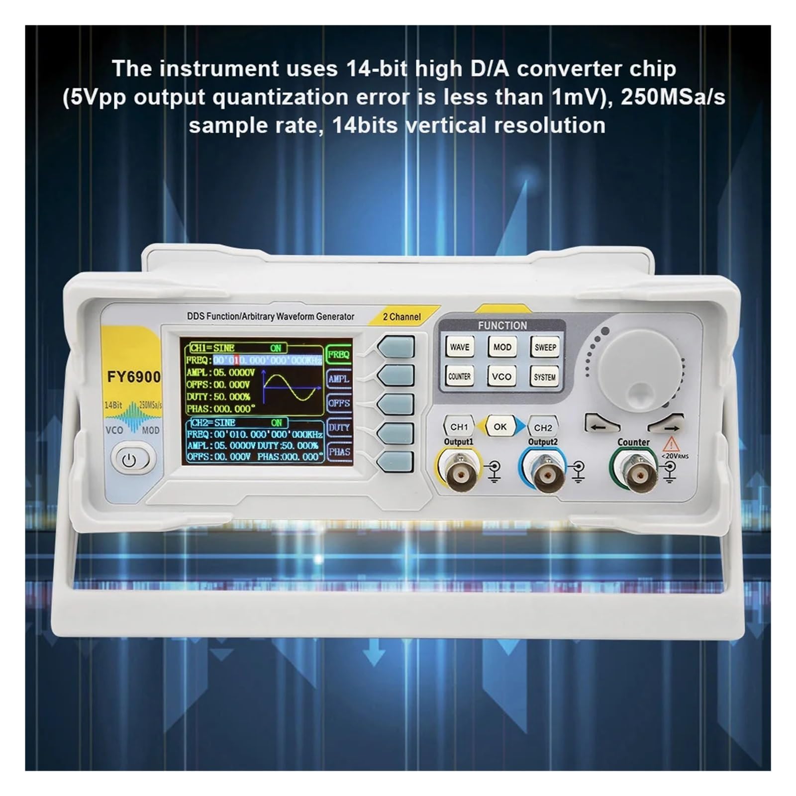 Generatore di Segnale Digitale FY6900 Sinusoidale 0-20 MH/Z Schermo da 2,4 Pollici Generatore di Segnale Digitale Multifunzione Generatore di Segnale Contatore