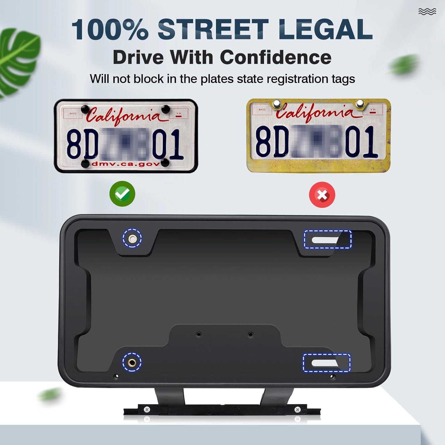 Autorder Front License Plate Holder for 2017-2022 2023 2024 Tesla Model 3 Accessories License Plate Bracket Mount for Model 3 No Drilling Black