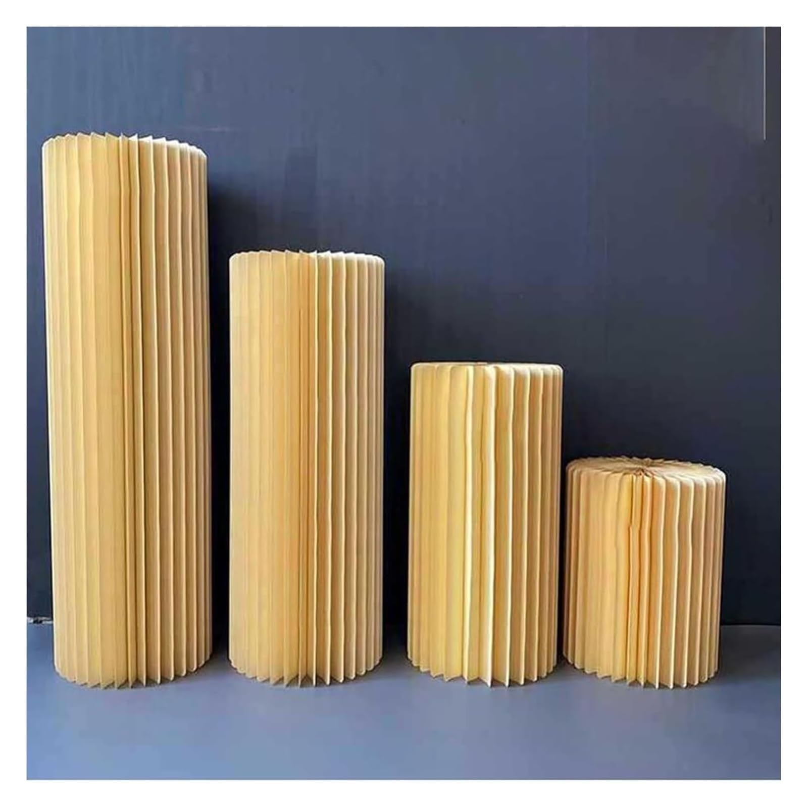 CXGfdghD plinth， Cylinder Stands For Party 4PCS, Foldable Cardboard Columns Pedestal Stand(Beige Diameter 30cm)