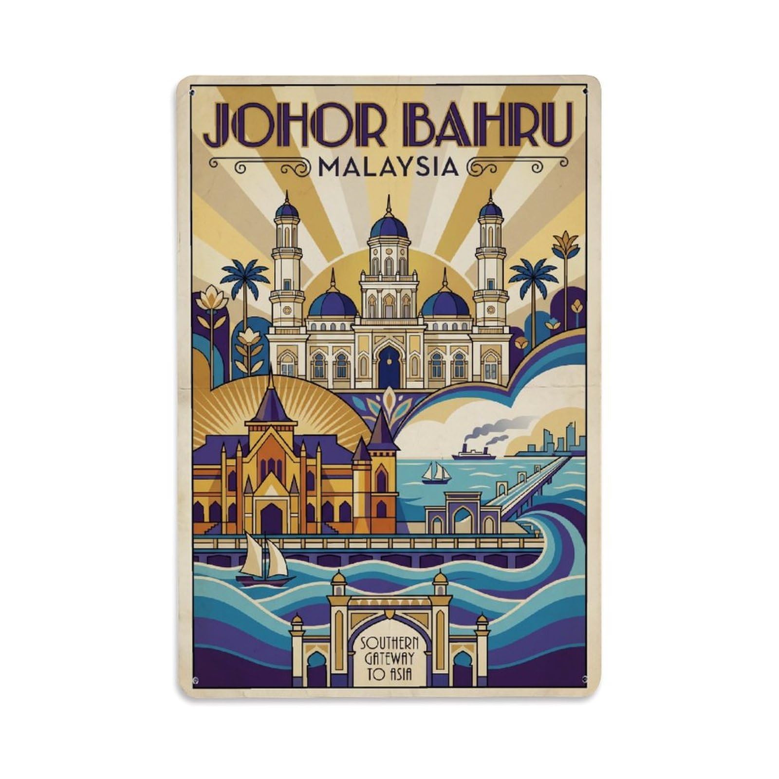 Fqcyn Style Metal Tin Sign Retro Malaysia Johor Bahru Travel