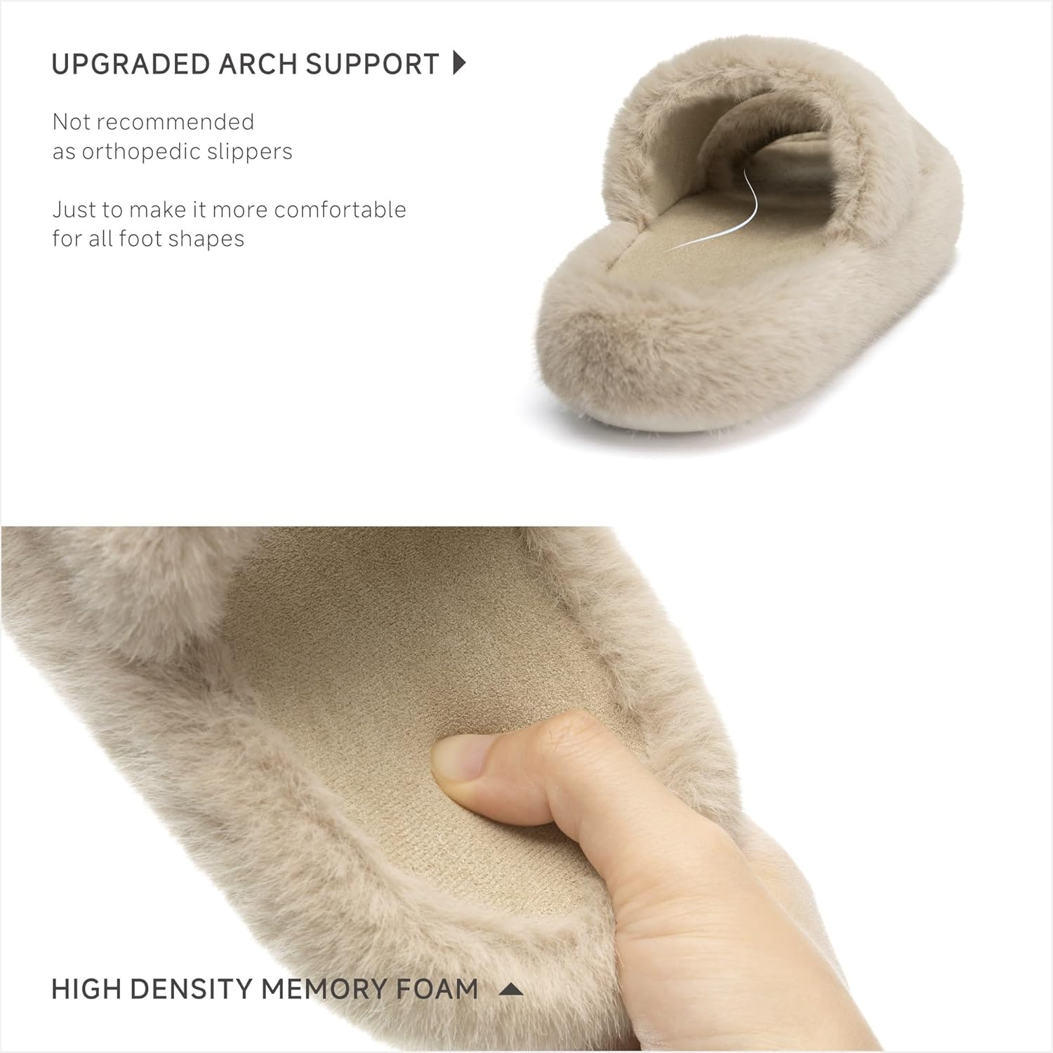 Chantomoo Women's Slippers Memory Foam Slippers for Women Fuzzy Comfy Faux Fur House Furry Indoor Open Two Bands Gift Slippers - Image 4