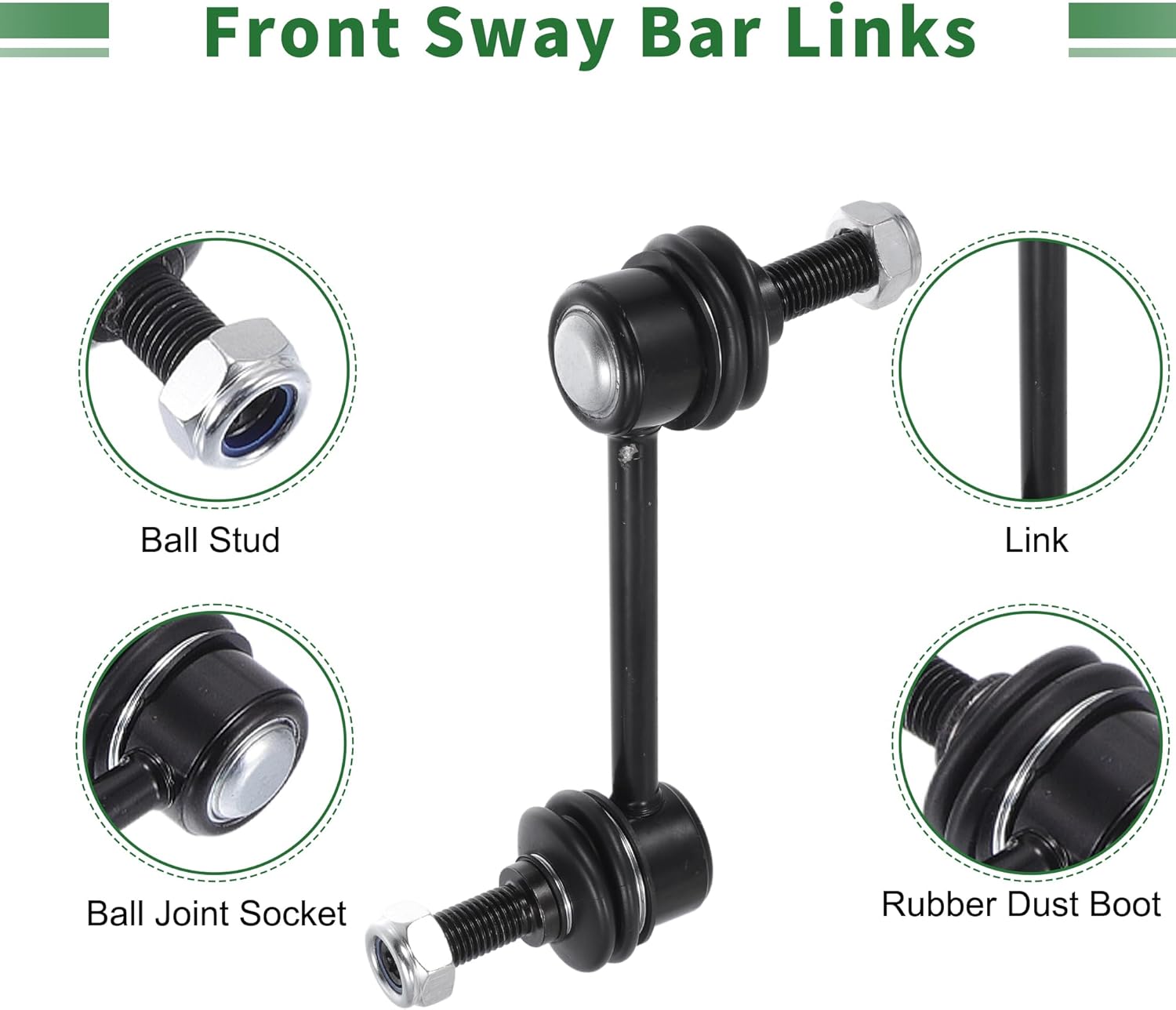 X AUTOHAUX 8pcs Front Suspension Kit Inner Outer Tie Rod End Front Sway Bar Link with Boot for Ford Edge 2007-2014 for Lincoln MKX 2007-2015 No.K750159/EV800576/ES800473