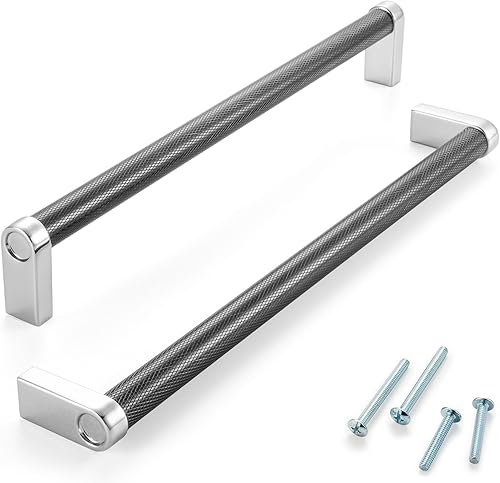 Miniatura 37 de Paquete de 5 tiradores de gabinete de 3–3/4 pulgadas estriado en negro y oro, manijas de gabinete mate en negro y oro cepillado AP1311, herrajes