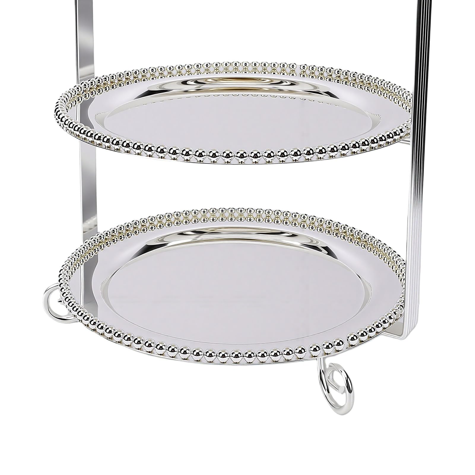 Pssopp Soporte para Tartas de 3 Niveles, Metal | Platos Redondos de 10 Pulgadas, 20 Pulgadas de Alto, Plata de Lujo Ligera Europea, para Exhibición de Magdalenas, Postres y