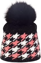 Women Winter Beanie Hat with Micro Fleece Lining Warm Winter Hat with Rabbit Fur Pompom