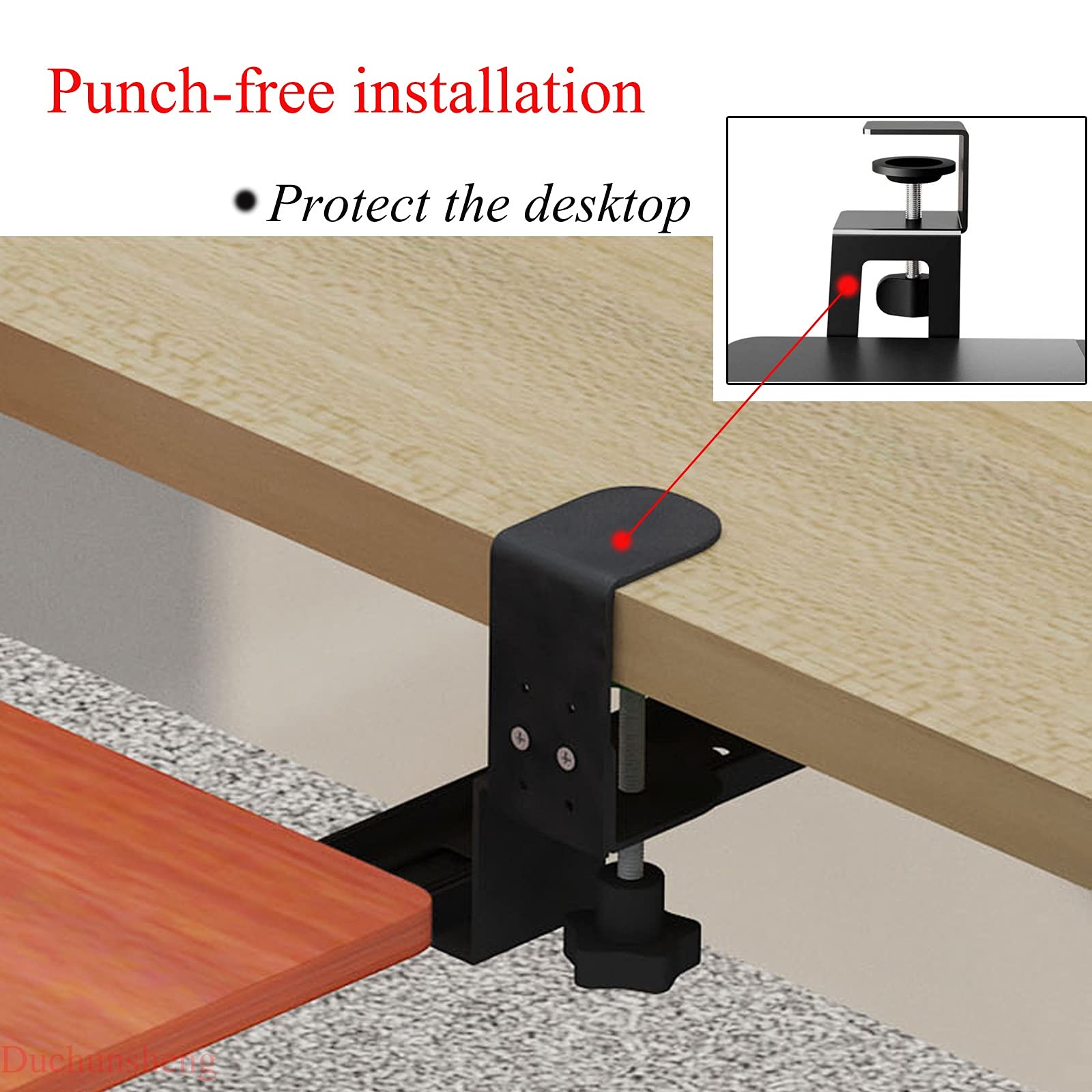 Bandeja de teclado de madera para debajo del escritorio, estante deslizante con diseño resistente y fácil de instalar, ahorra espacio para el hogar, oficina, juegos y estaciones de trabajo