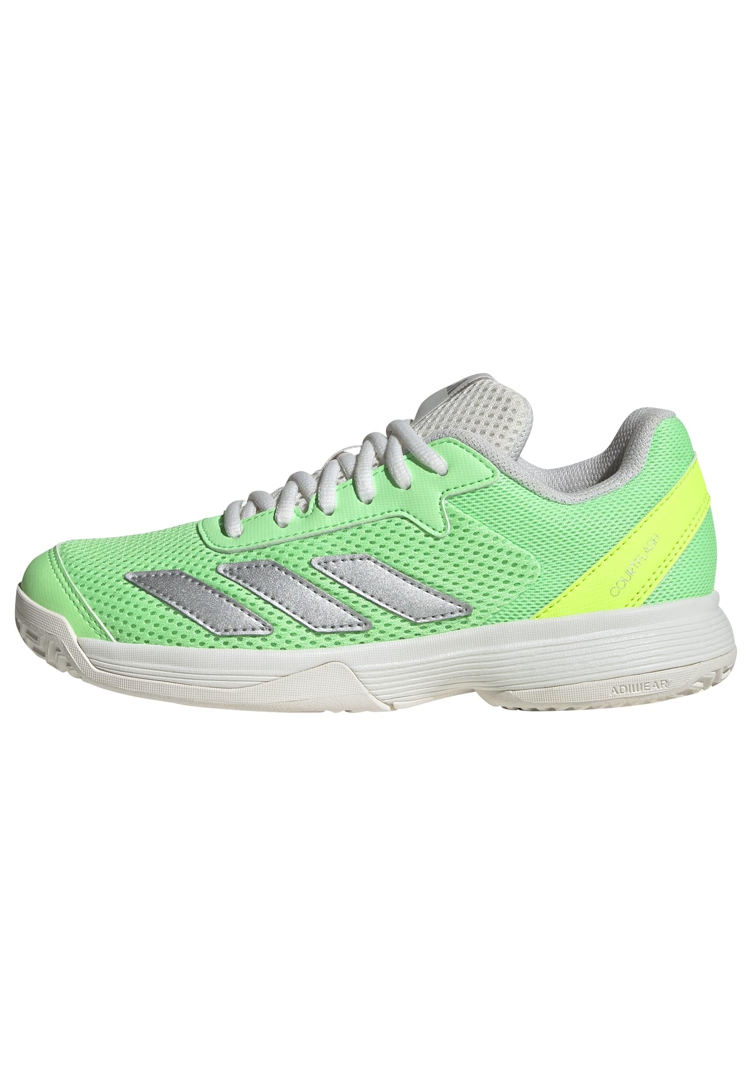 adidas Unisex Kids Courtflash Kids Tennis Shoes, Pure Teal/Silver Metallic/Lucid Lemon, 5 UK