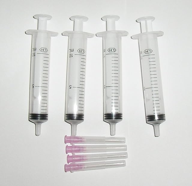 X4 10Ml Syringes + Blunt Nozzles (Nozzels) for Refilling Your Ciss Ink Systems