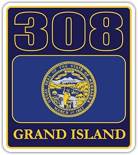 308 Area Code, Grand Island Kearney North Platte Area Code, Nebraska Flag | Weatherproof Outdoor Sticker Perfect for toolboxes, laptops, Trucks, Skateboards, Windows