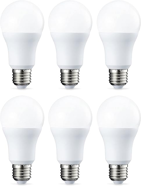 Amazon Basics LED E27 Edison Screw Bulb, 10.5W (equivalent to 75W), Warm White, Dimmable - Pack of 6