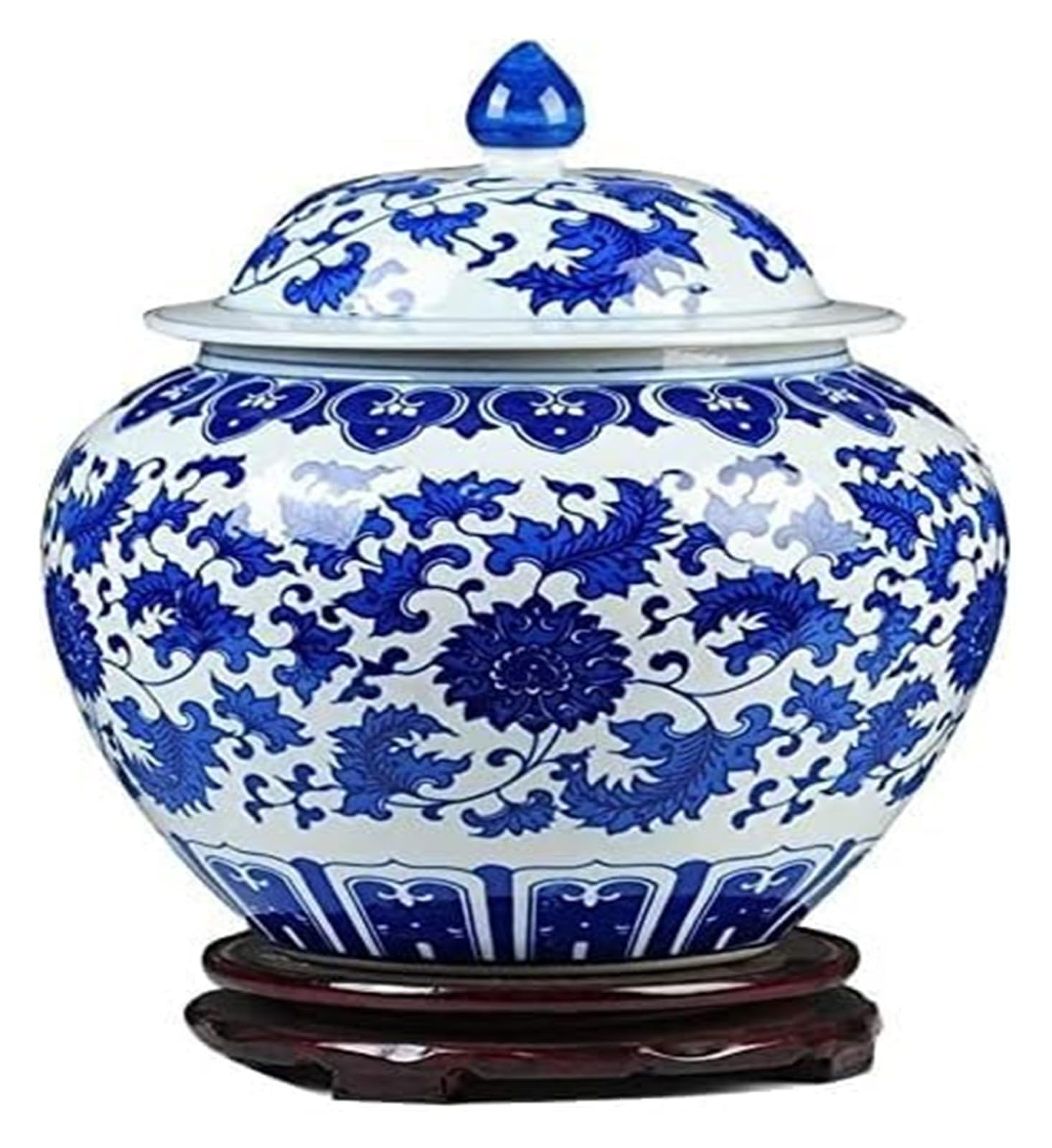 Vase Desktop Porcelain Ceramic Jar Traditional Chinese with Base Decorative Flower Antique Home Centerpiece