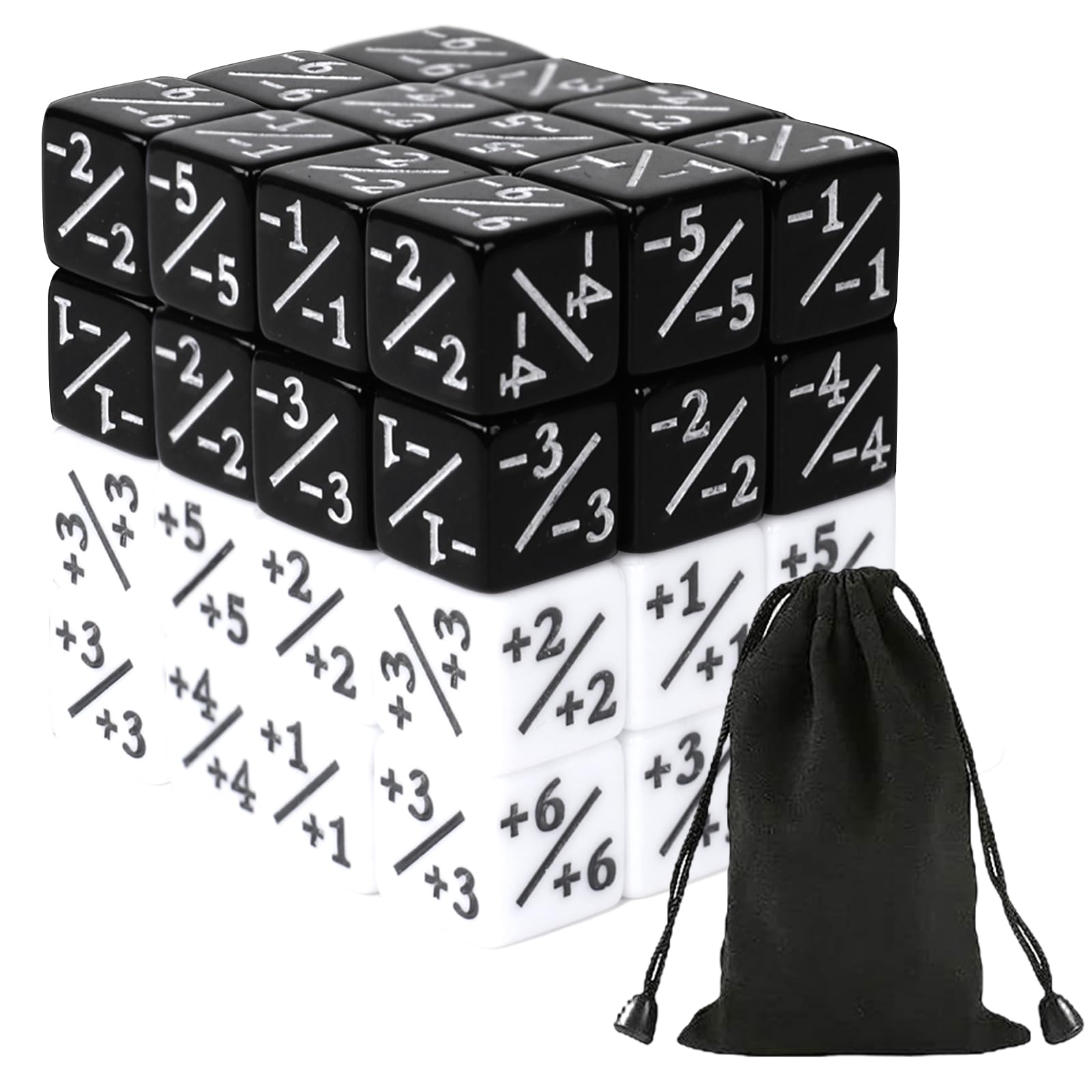 48 Pièces Compteurs de Dés de Jeton Token Dice D6 avec Sacs de Rangement Compatible avec MTG, CCG, Accessoire de Jeu de Cartes, 2 Couleurs