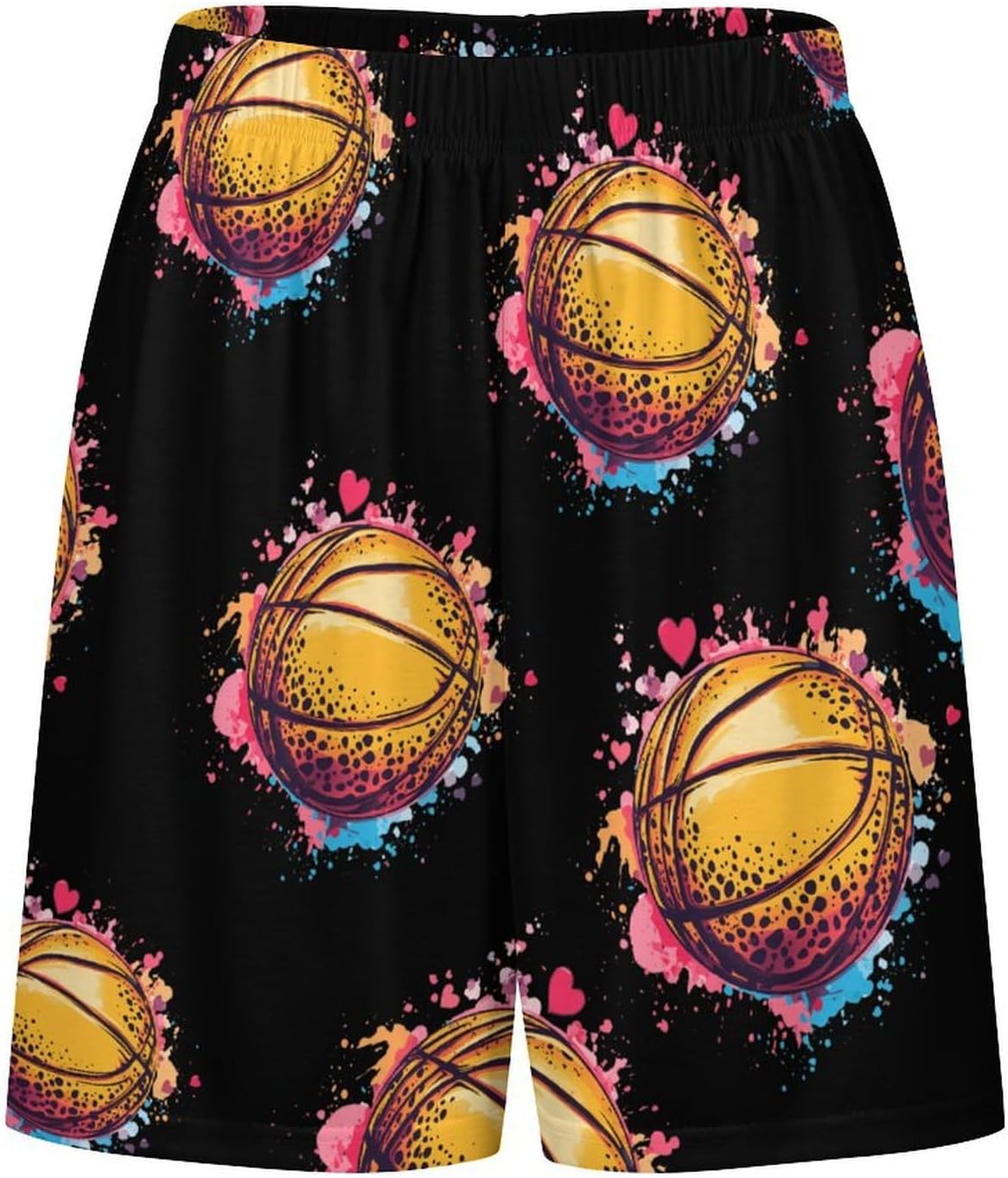 Cute Basketball Leopard Print Mens Pajama Shorts Sleep Lounge Shorts Pj Bottoms with Pockets
