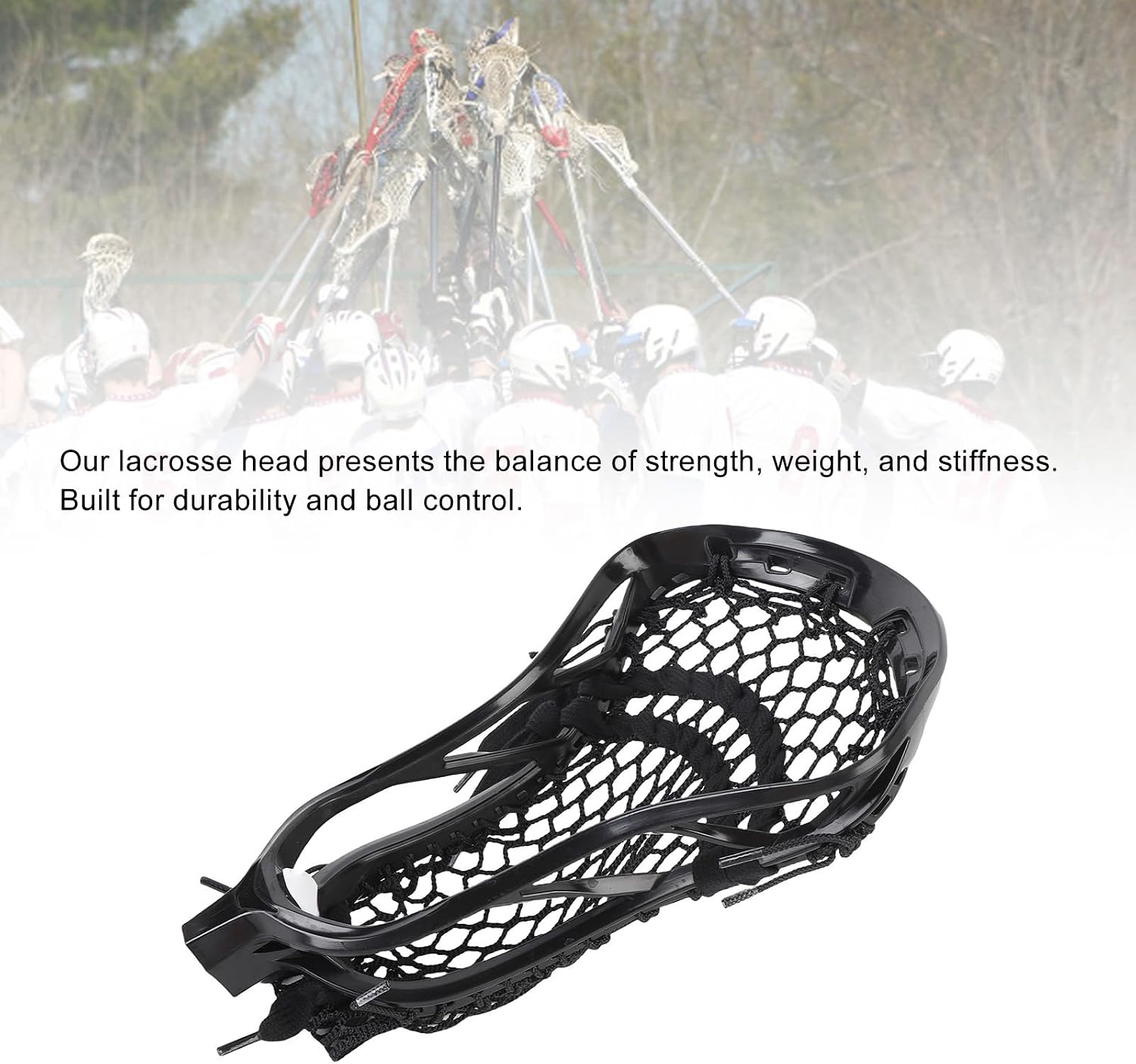 Cryfokt Powerful Nylon 2F FaceoffLacrosse Head Strung with Type 4f Mesh, Strung Lacrosse Head for Competition Offensive Defensive Strategies with Various Lacrosse Equipment
