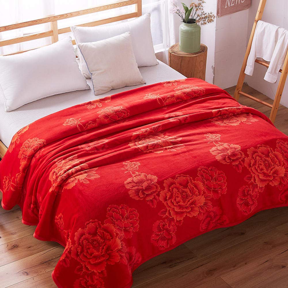Couverture de flanelle 150x200cm ouatine de corail chaude dessus de lit rouge lavable