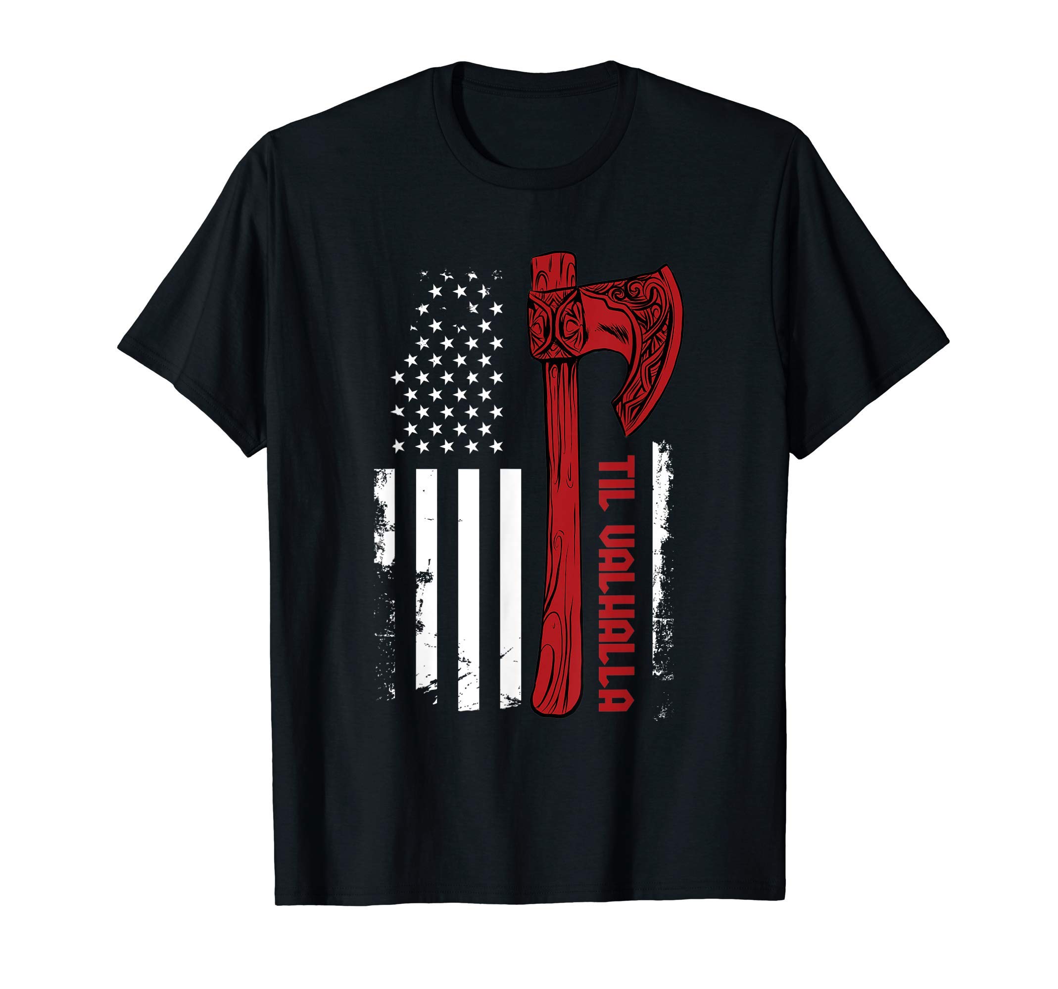 American Viking Axe Flag - Til Valhalla - Norse Mythology T-ShirtOEKO-TEX STANDARD 100