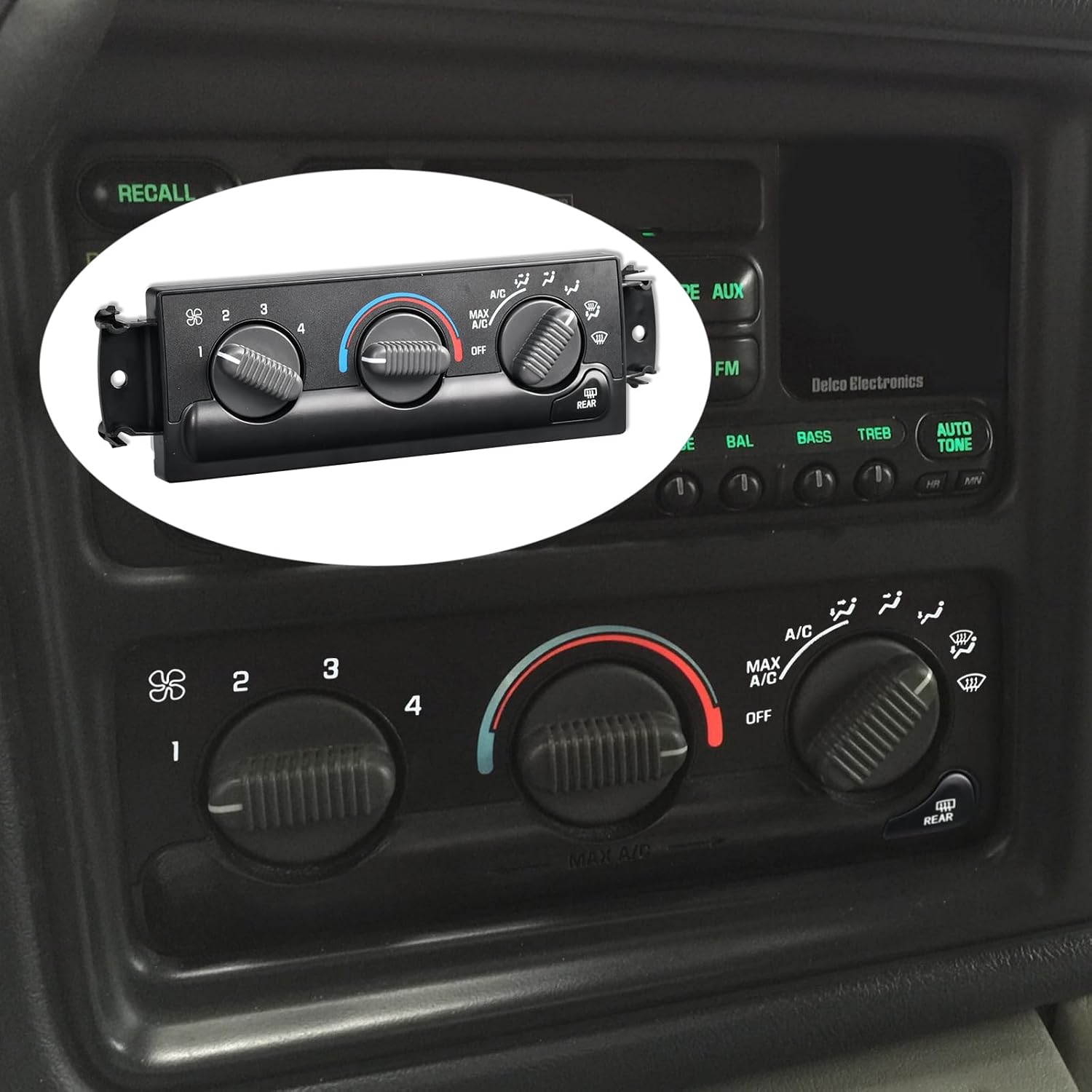 599-261 Front A/C Heater Climate Control Module Panel Compatible with 1999-2005 Chevrolet Blazer, 1999-2004 Oldsmobile Bravada, 1999-2001 GMC Jimmy Replace# 15098966, 16250535