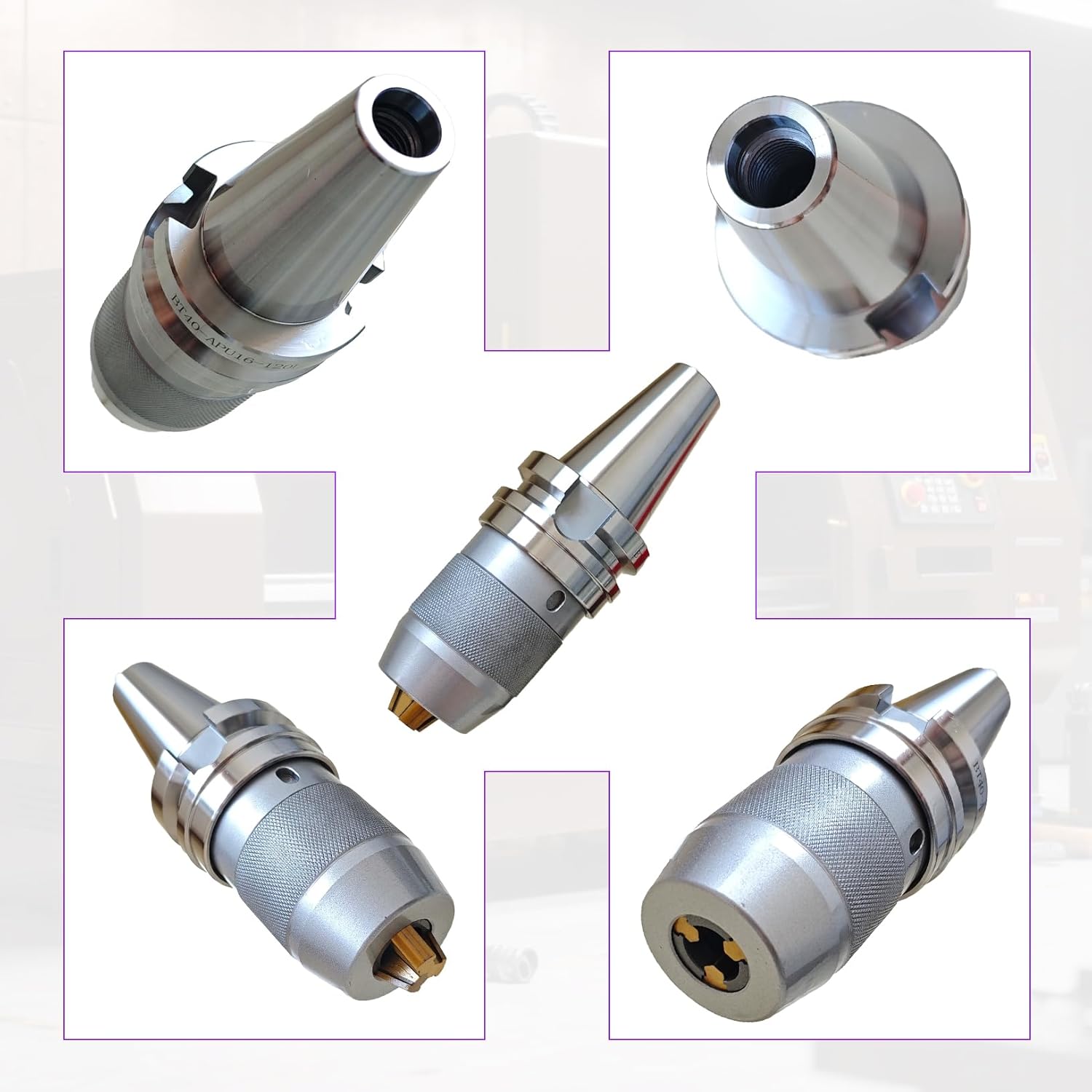 BT40 Keyless Drill Chuck, 1/8" - 5/8" Capacity, Integrated Shank, BT40 Pull Stud, APU16 Wrench, Self-Tightening Drill Chuck