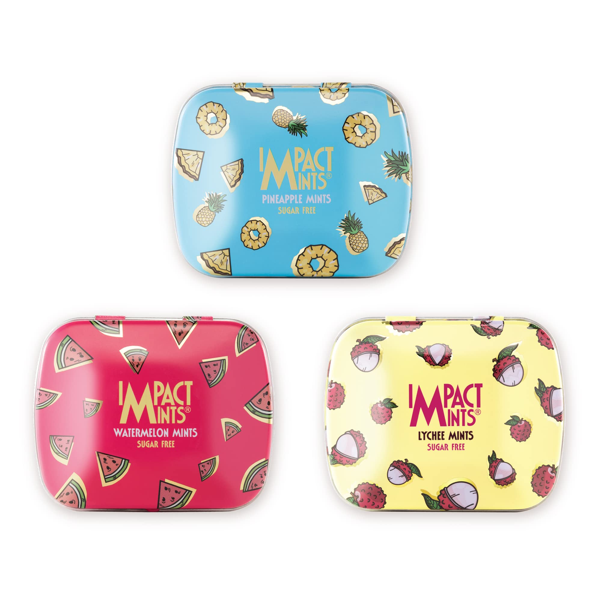 "IMPACTMINTS" Sugar Free Assorted Flavour Mints - Lychee, Watermelon & Pineapple Summer Edition (14g Each, Pack of 3)