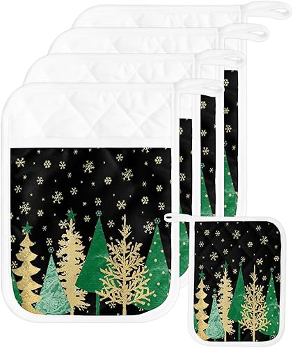 Juego de 5 agarraderas de tela de toalla para cocina, antideslizantes y aislantes de calor, con bolsillo, guantes gruesos para horno, posavasos para disponible en Yaxa Costa Rica