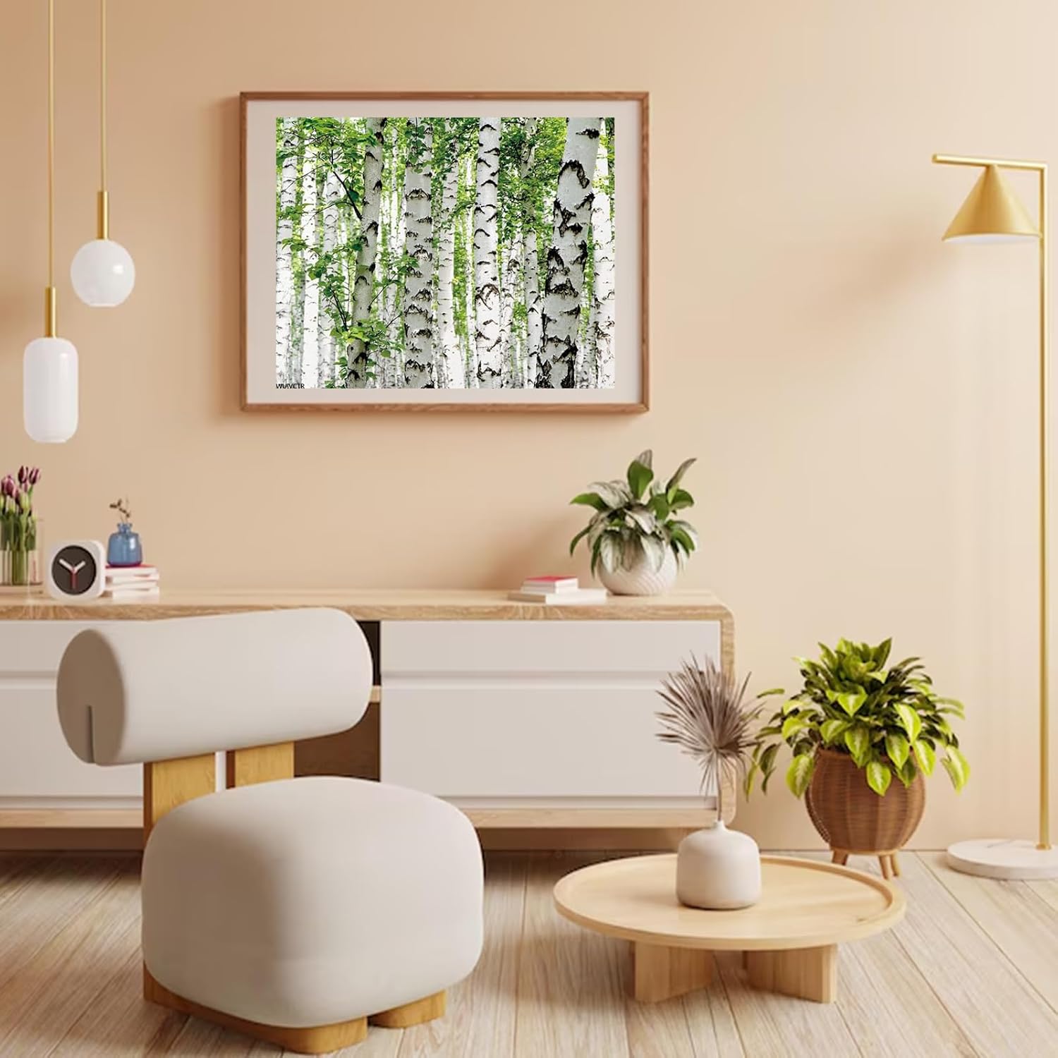 WUIVCTR Paint by Number Kits Lush Birch Forest Natural Scenery DIY Canvas Oil Painting, Adults Beginner with Brushes and Acrylic Pigment, 16x20 Inch