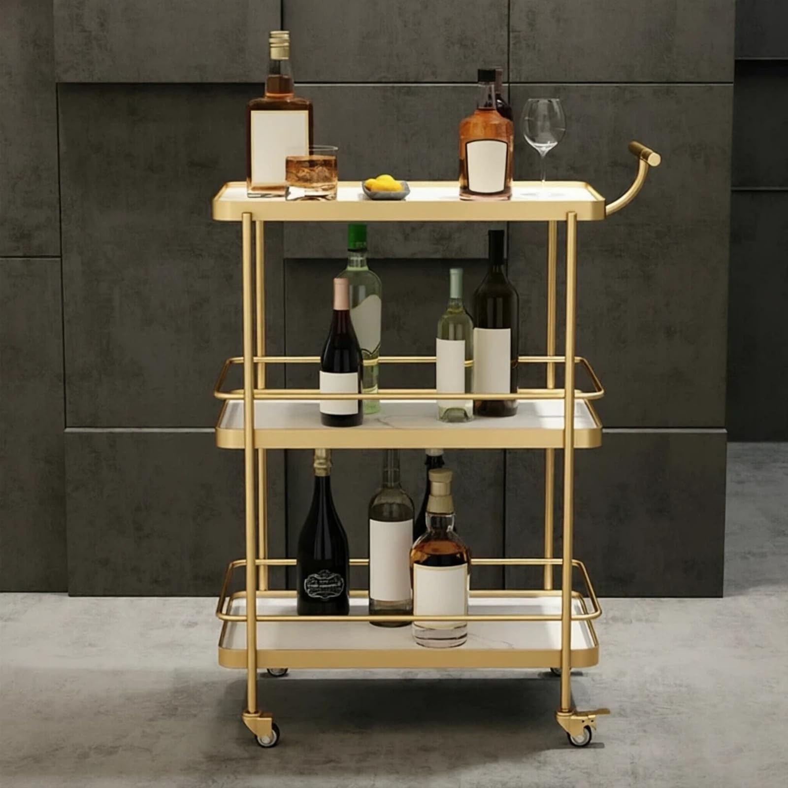 Magazzinaggio Carrello mobile for il servizio di bevande a 3 livelli for la consegna cibo for hotel portaoggetti(Bianco)