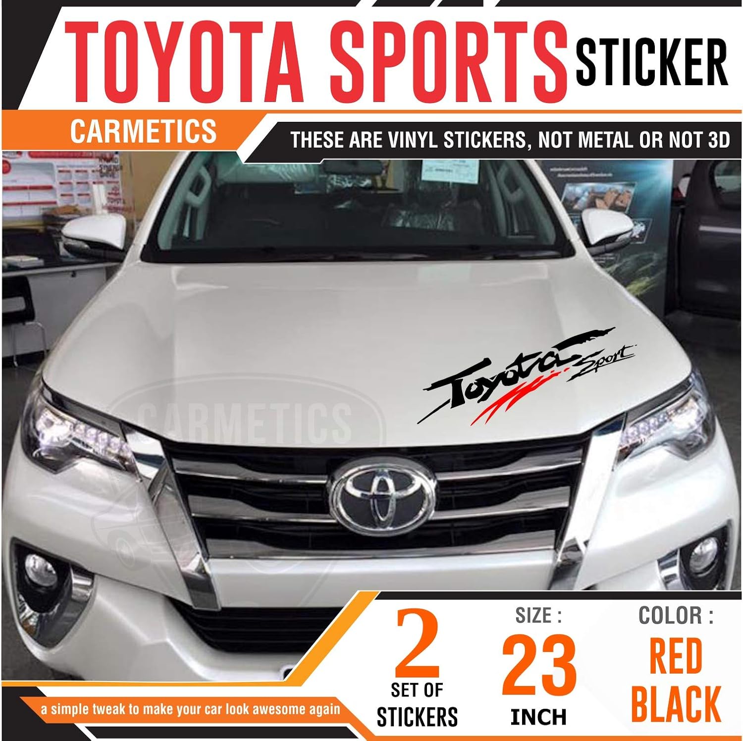 Carmetics Toyota Sports Reflective car Sticker Bumper Decal