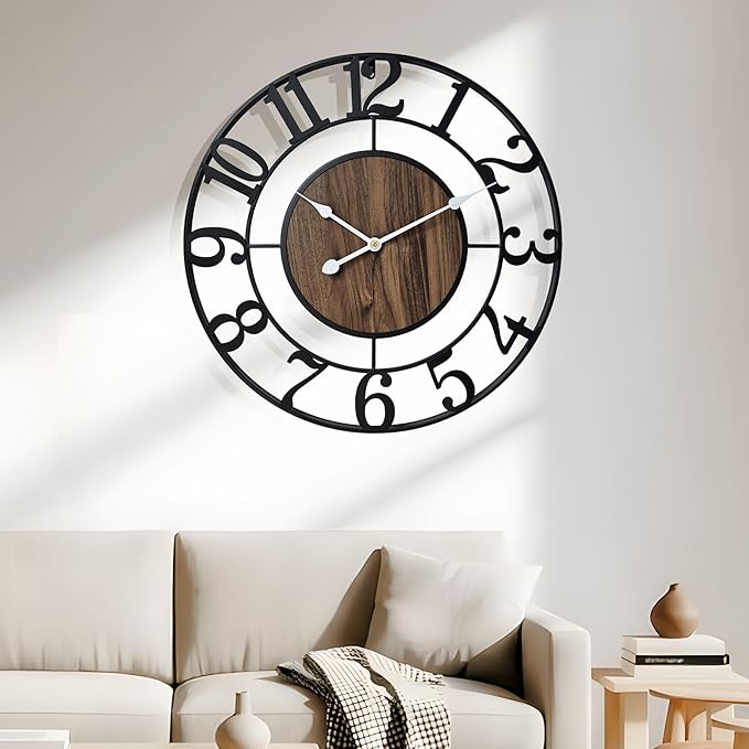 Reloj de Pared Grande Metálico 20 Pulgadas Retro Silencioso miniatura 3