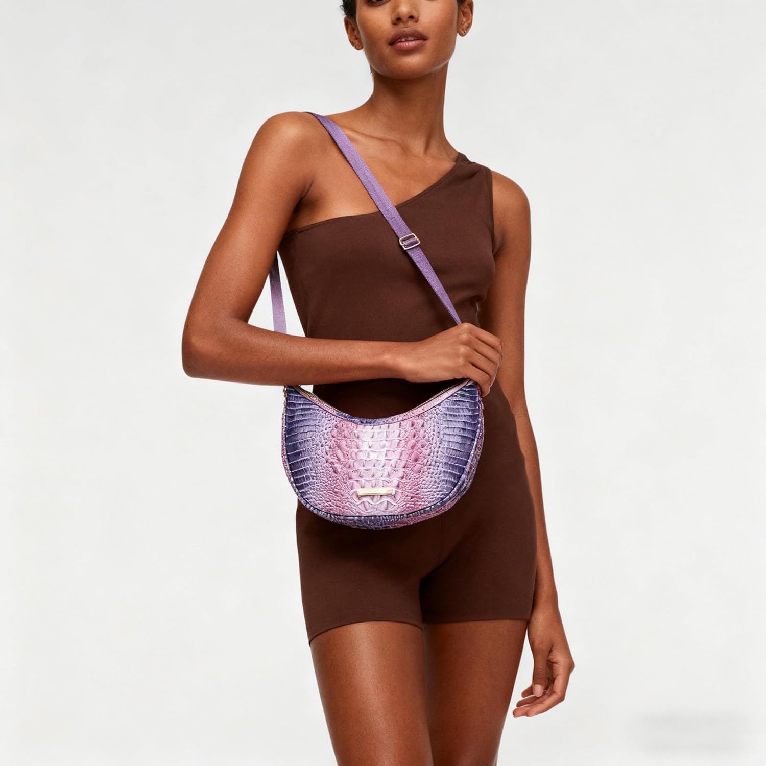 Crocodile Crossbody Hobo Bag for Women,Vintage Crescent Shoulder Purse in Vegan Leather, Soft Chic Handbag for Daily Outfits - Image 2